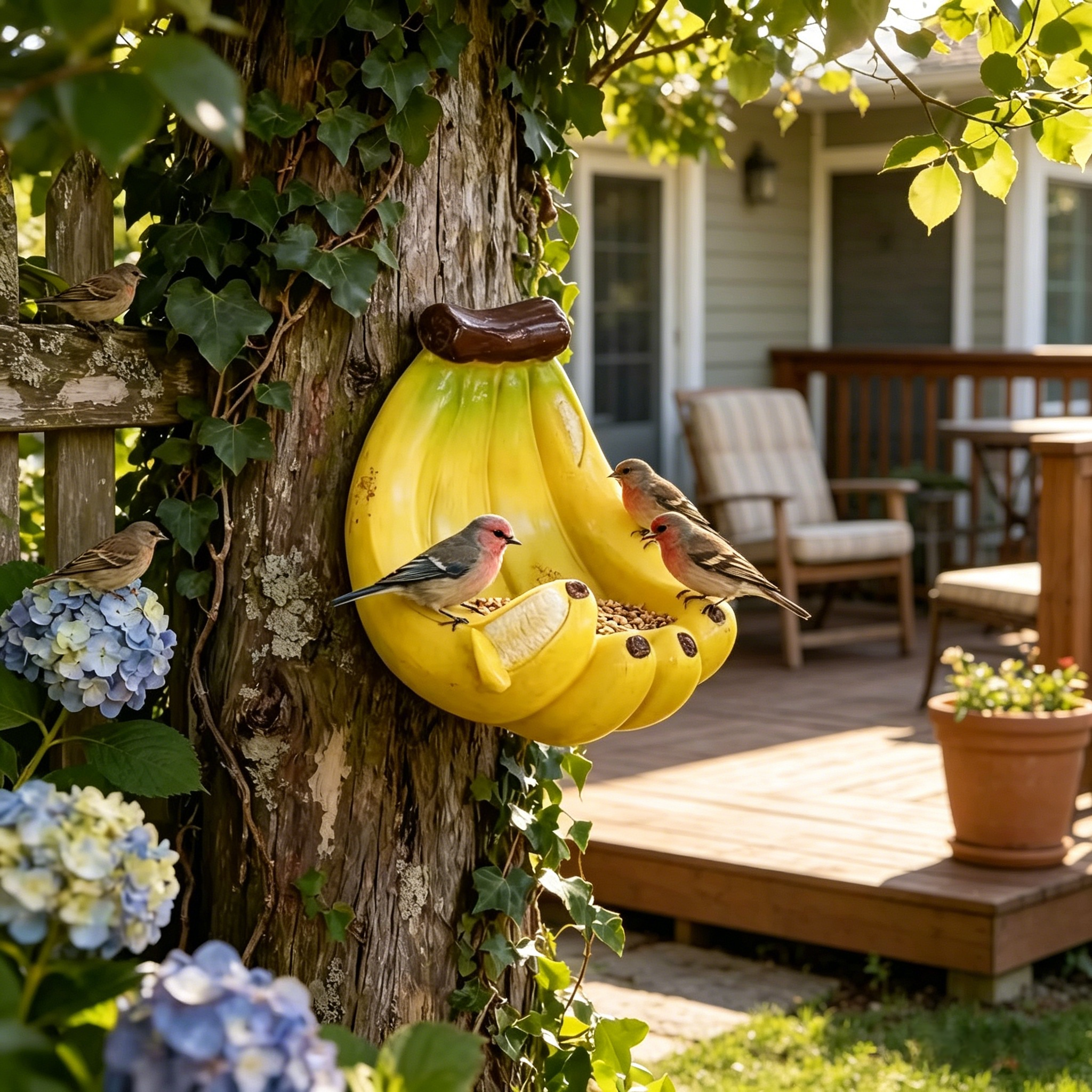 The Whimsical Banana Peel Bird Feeder
