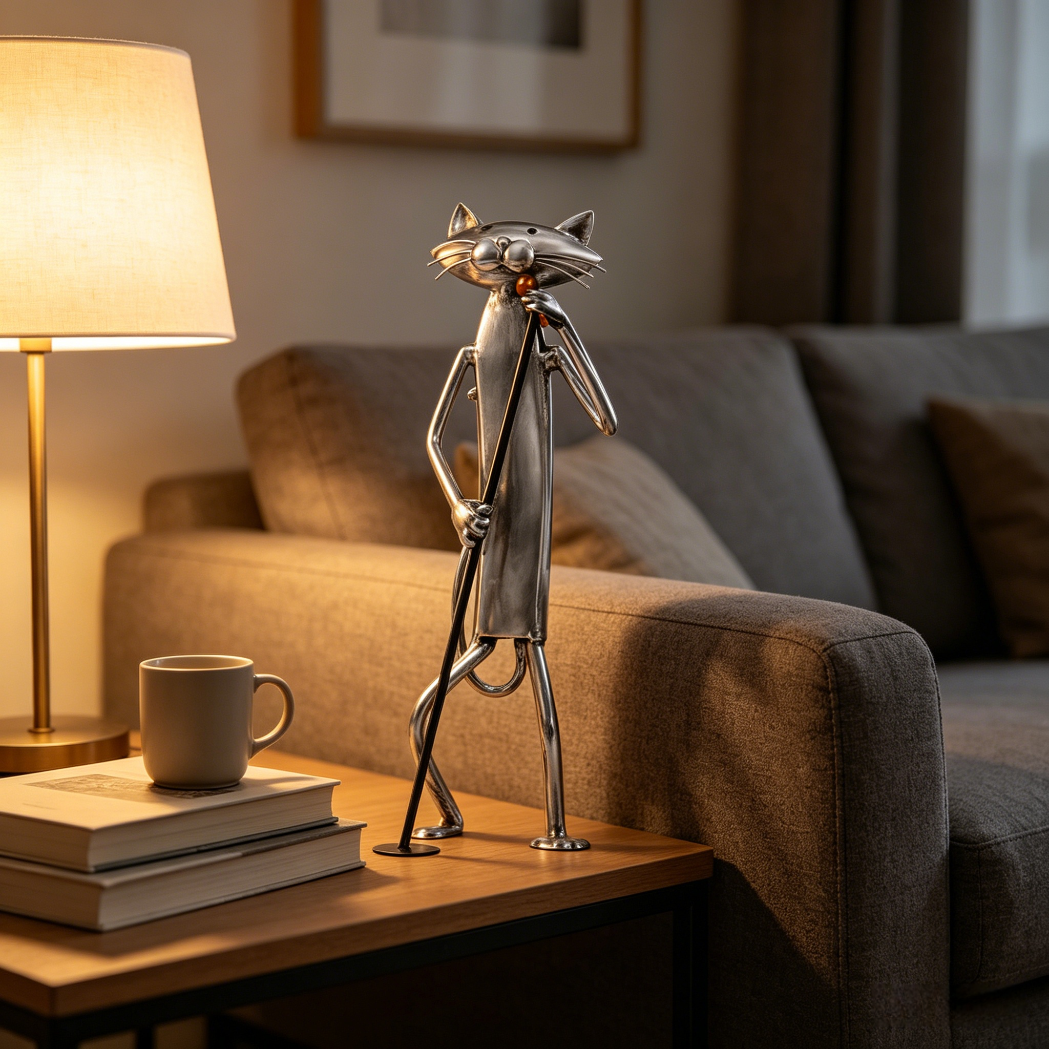 Handcrafted Metal Cat Band Sculpture