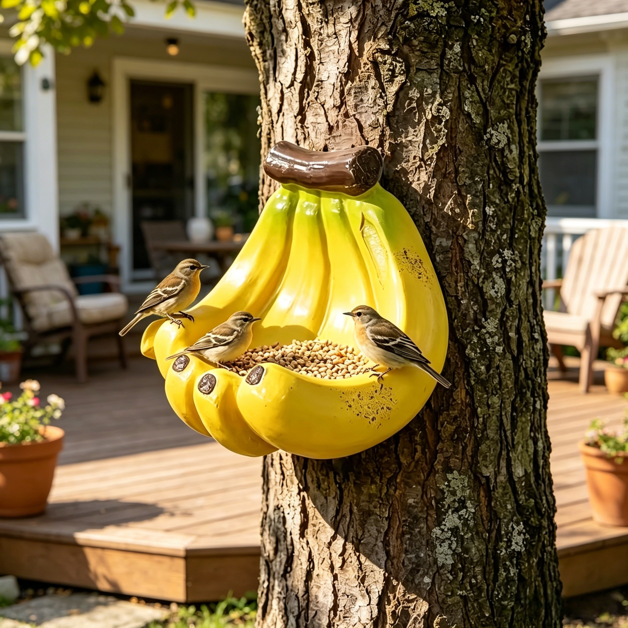The Whimsical Banana Peel Bird Feeder