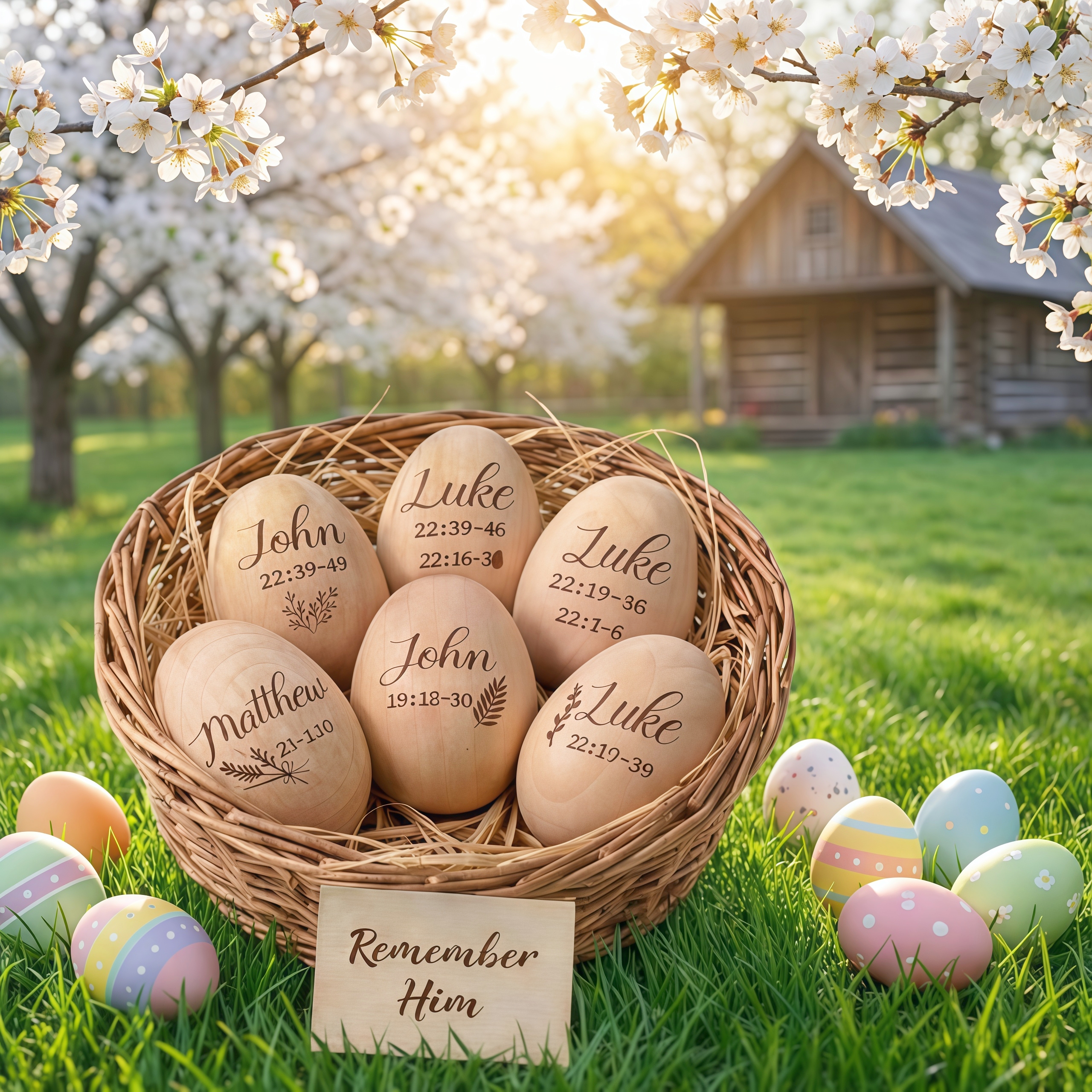 Christian Easter Wooden Eggs for Basket Stuffers & Gifts