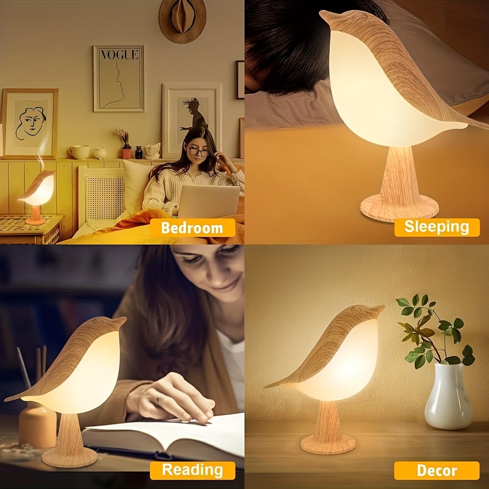 Bird-Shaped Touch Lamp with Remote Control, 3 Light Colors