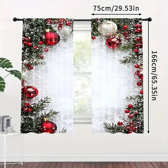 2 Panels Holiday Christmas Curtains for Windows