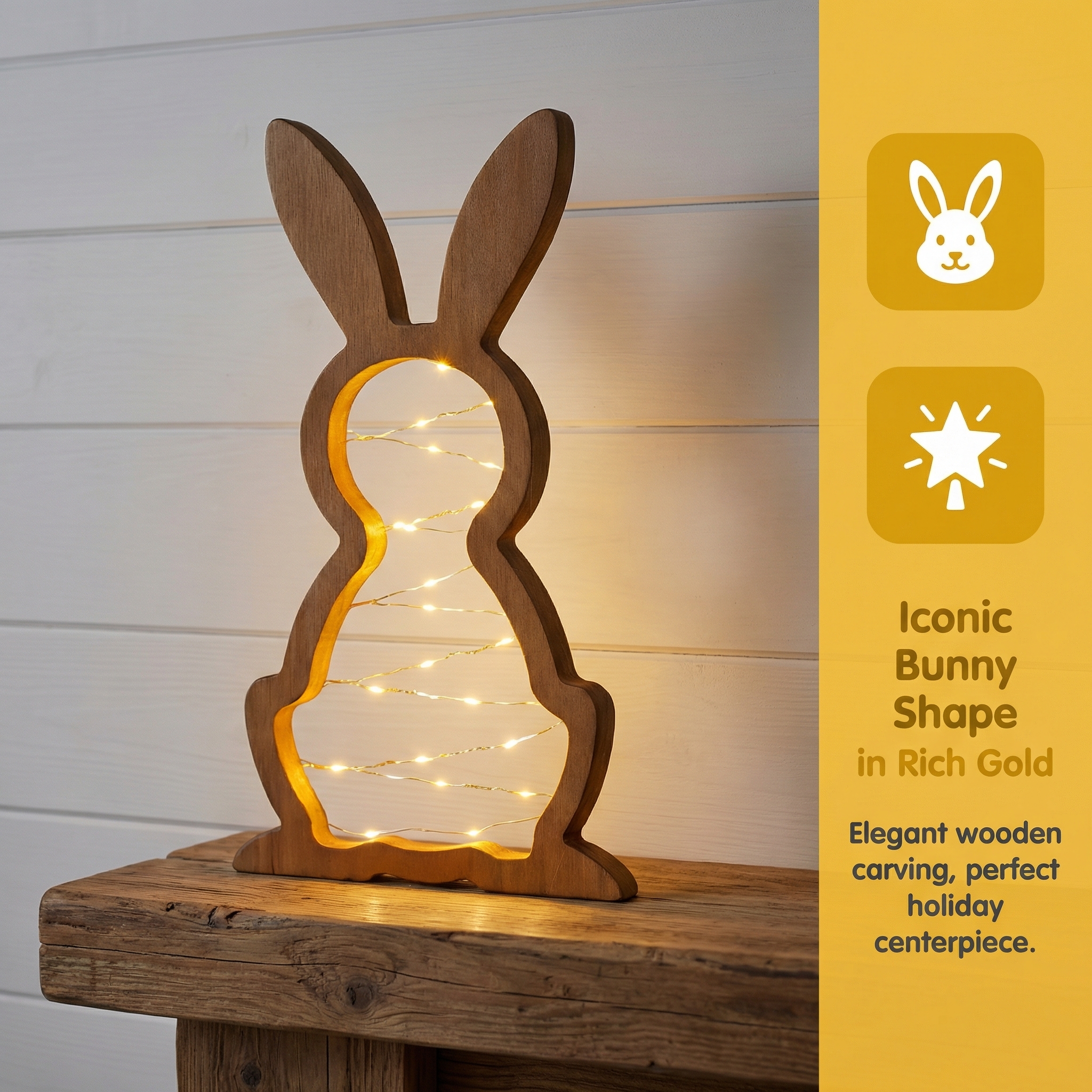 Rustic Wooden Bunny LED Tabletop Lights