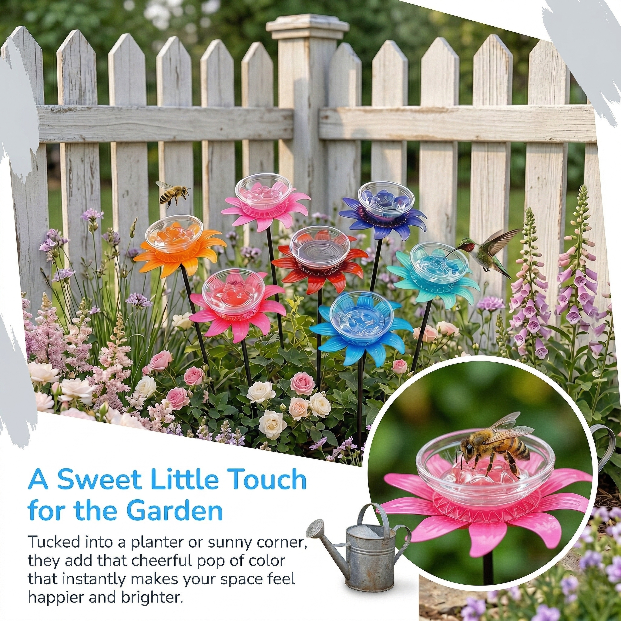 Colorful Flower Nectar Drinker Stakes