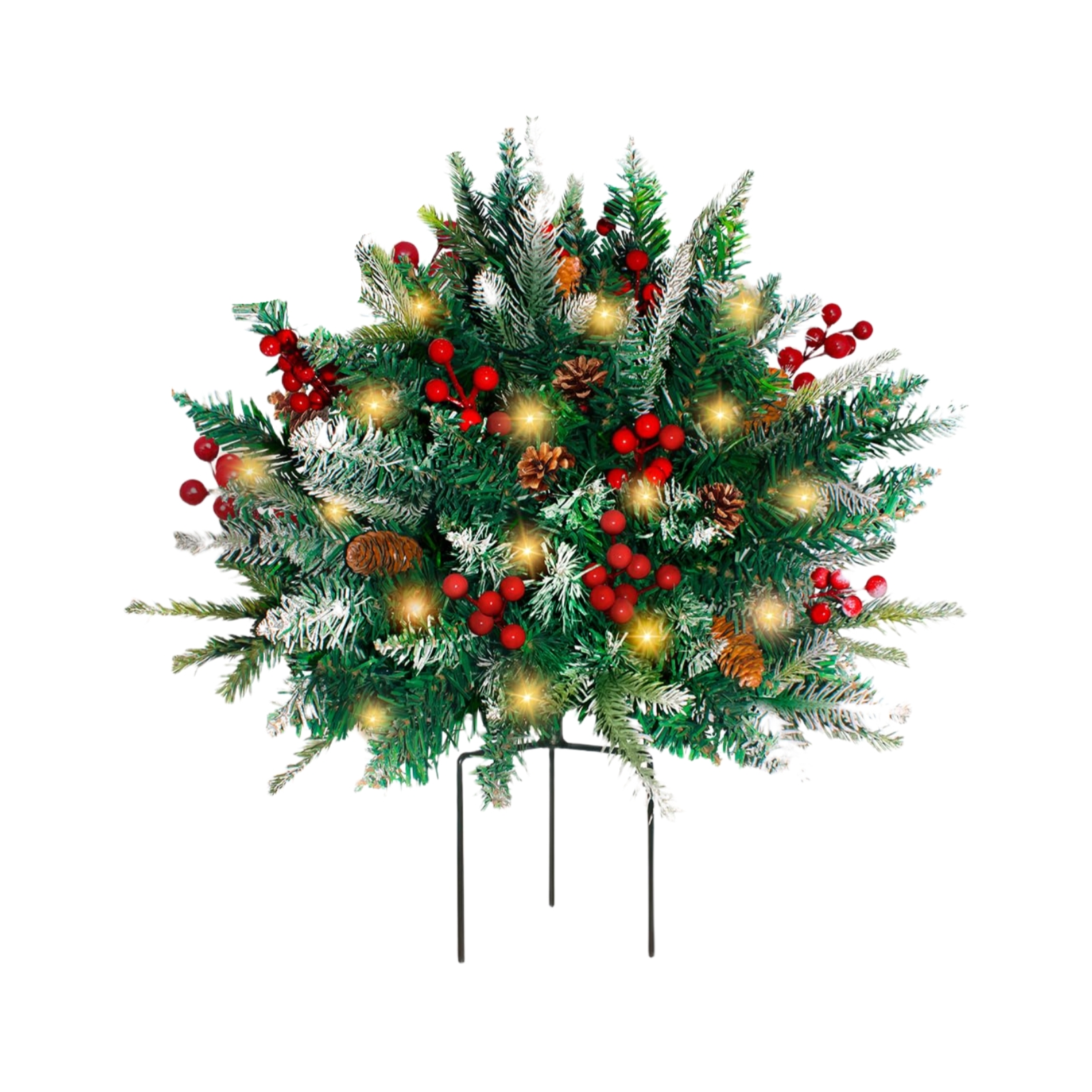 Pre-lit Artificial Xmas PineTree with Cones & Red Berries