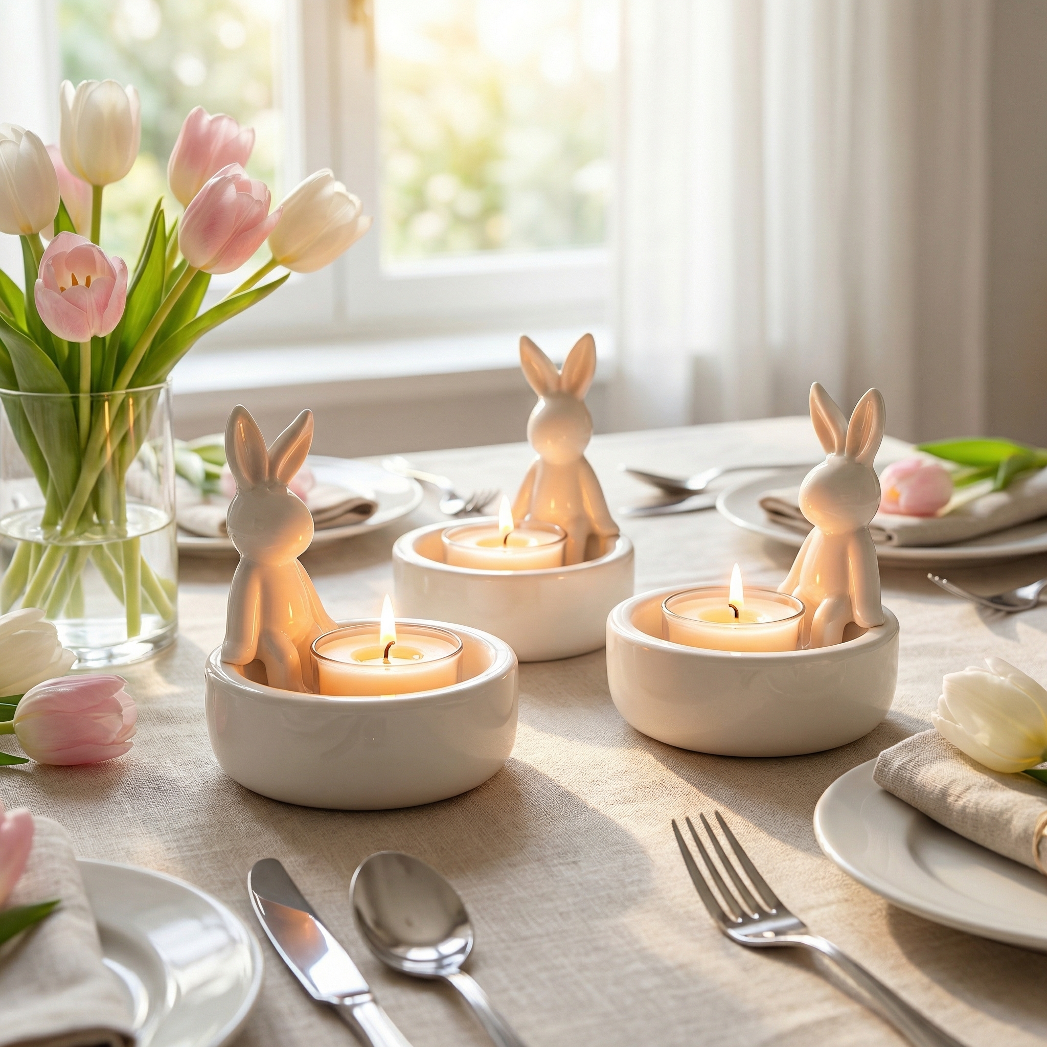 Spring Bunny Tealight Candle Holder