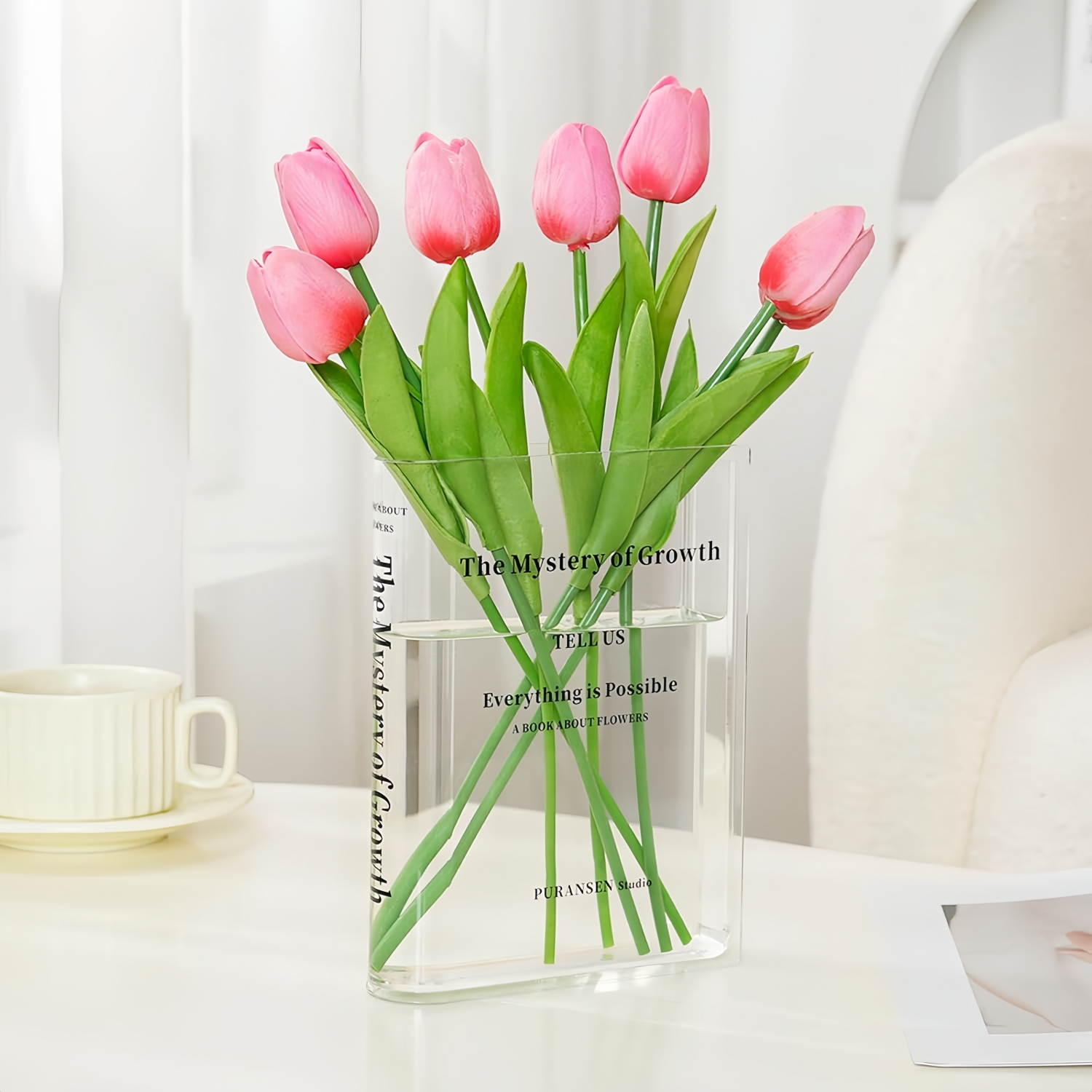 Clear Modern Bookend Acrylic Vase for Flowers