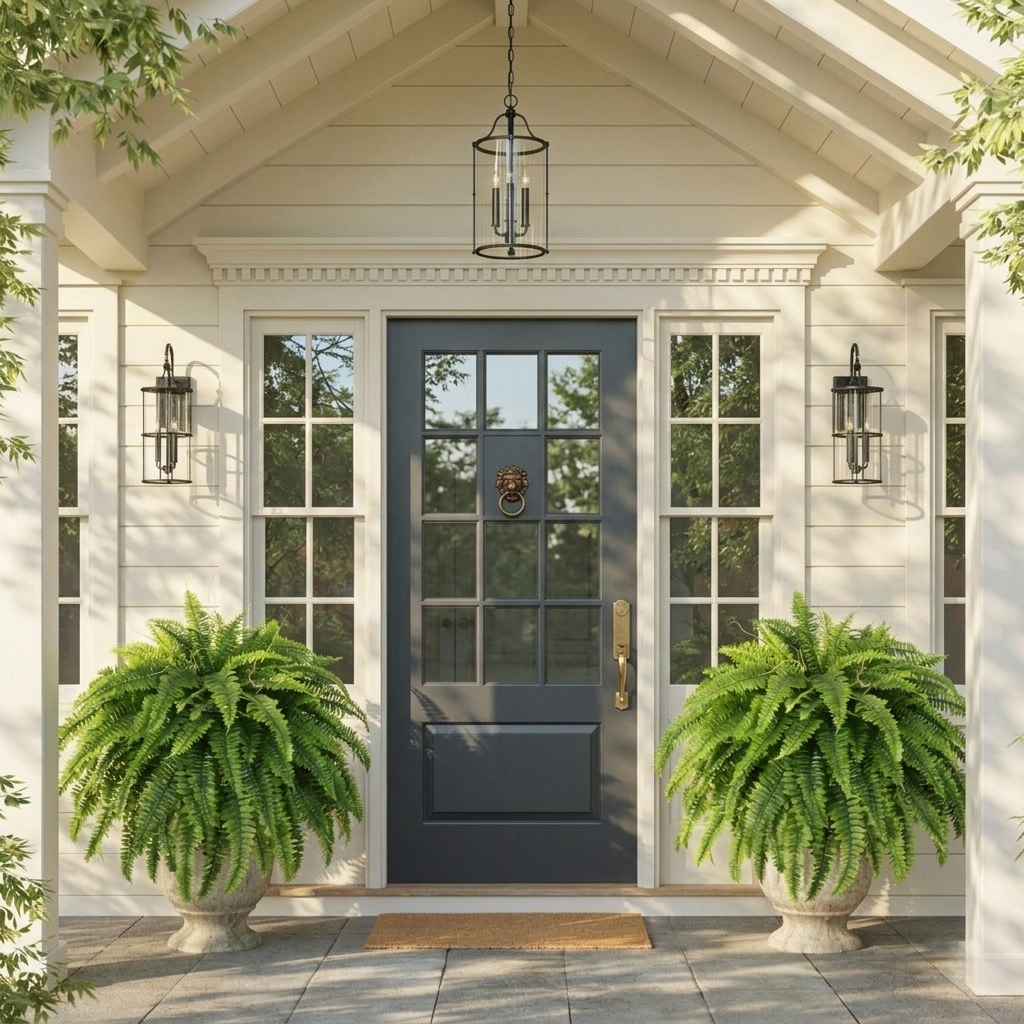 Classic Boston Fern Porch Planter – Lush Green Entryway Decor