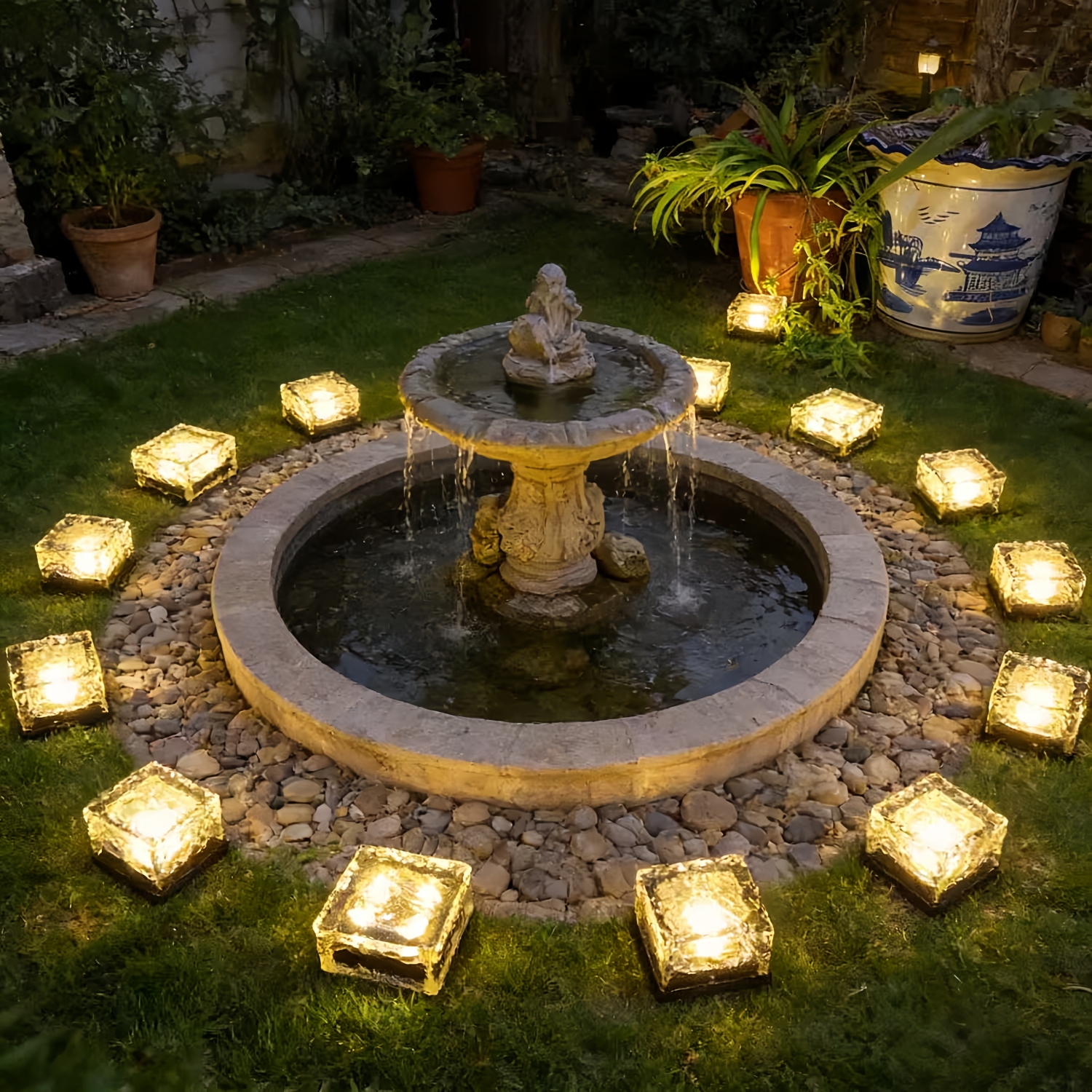 Outdoor Solar Crystal Ice Brick Lights – Soft Warm Glow