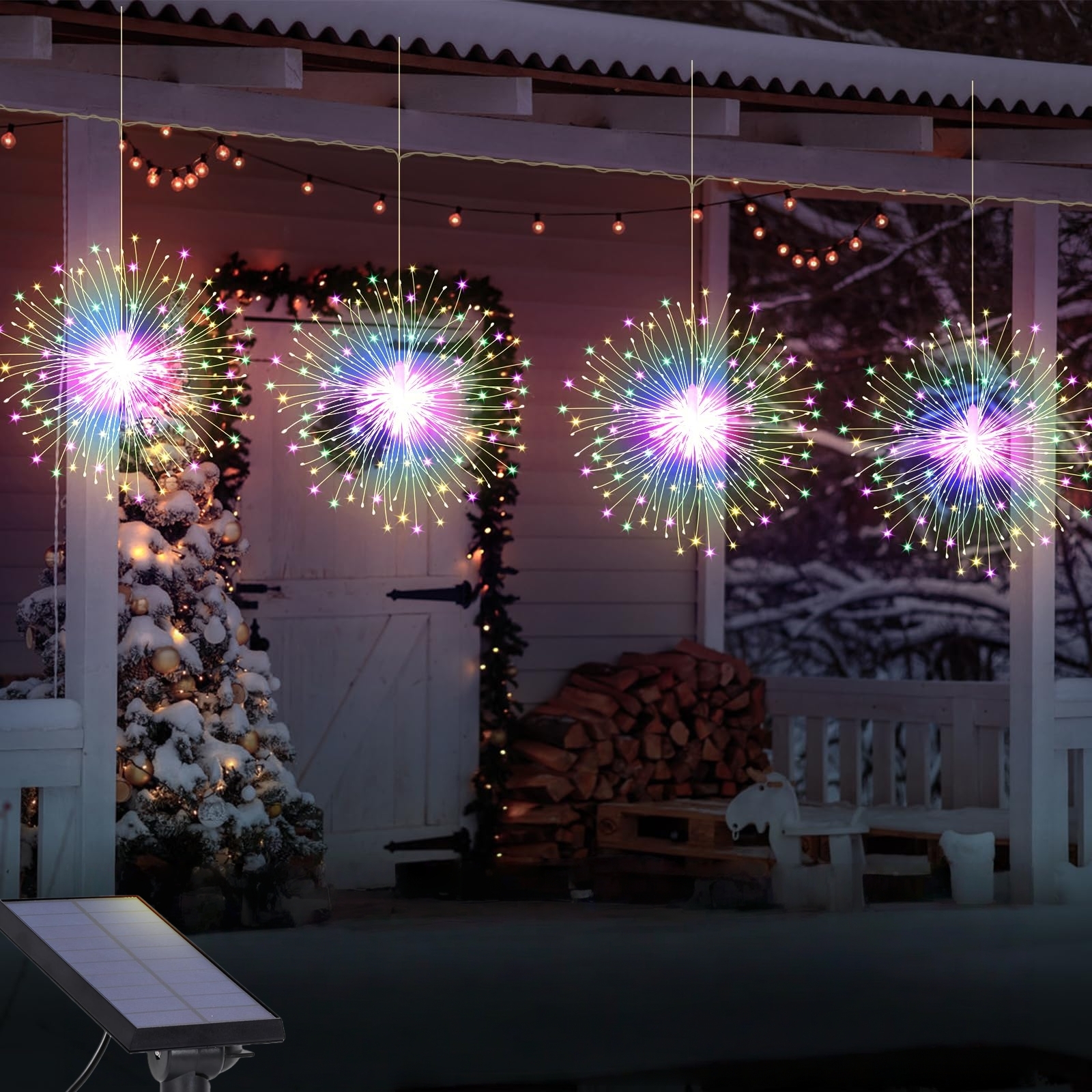 4 Pack Hanging Christmas Firework Lights
