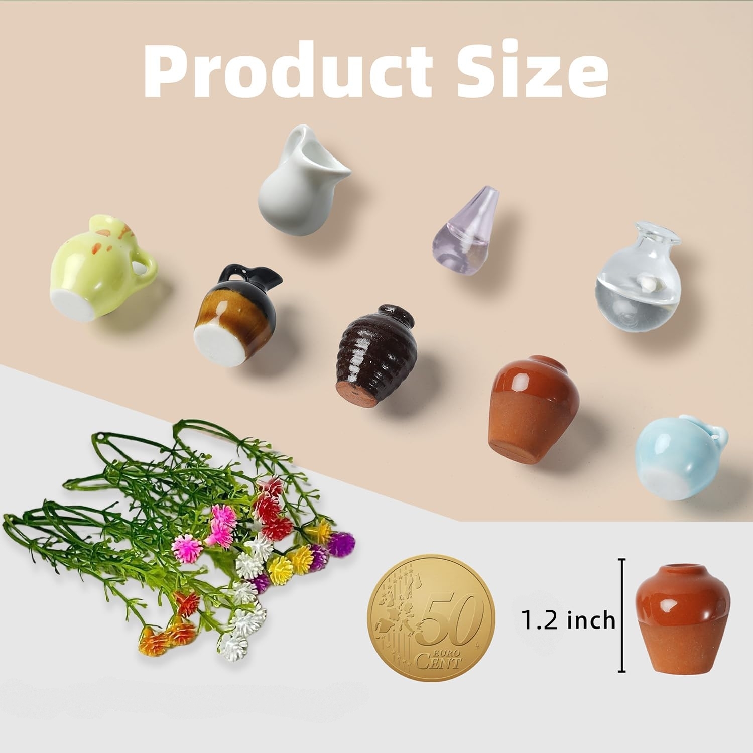 8 Pcs Cute 3D Mini Ceramic Vase Fridge Magnet Set