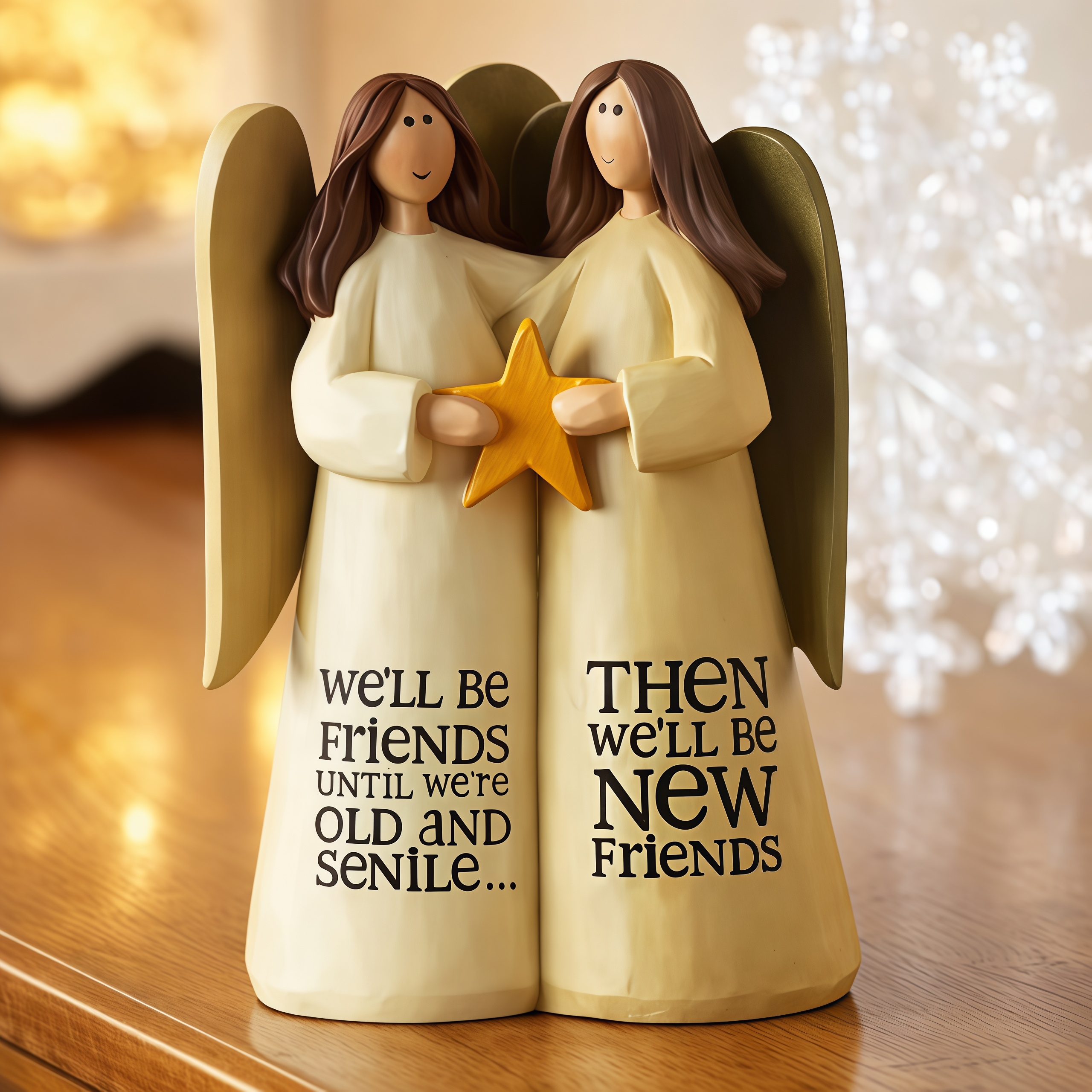 Sister Friendship Angel Statue with Star and Sentiment Quote – Gift for Best Friends