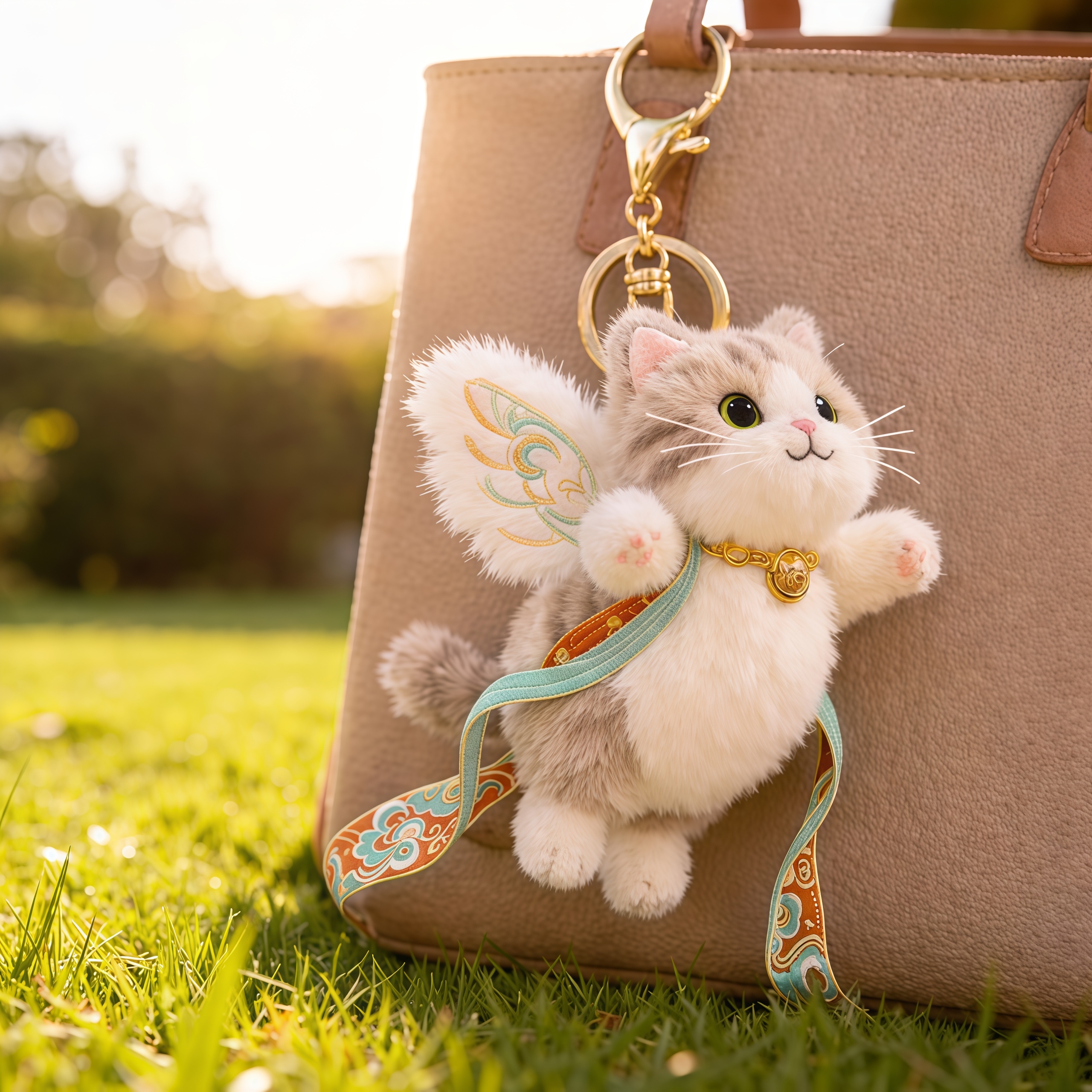 Plush Flying Cat & Nine-Color Deer Keychain with Embroidered Wings