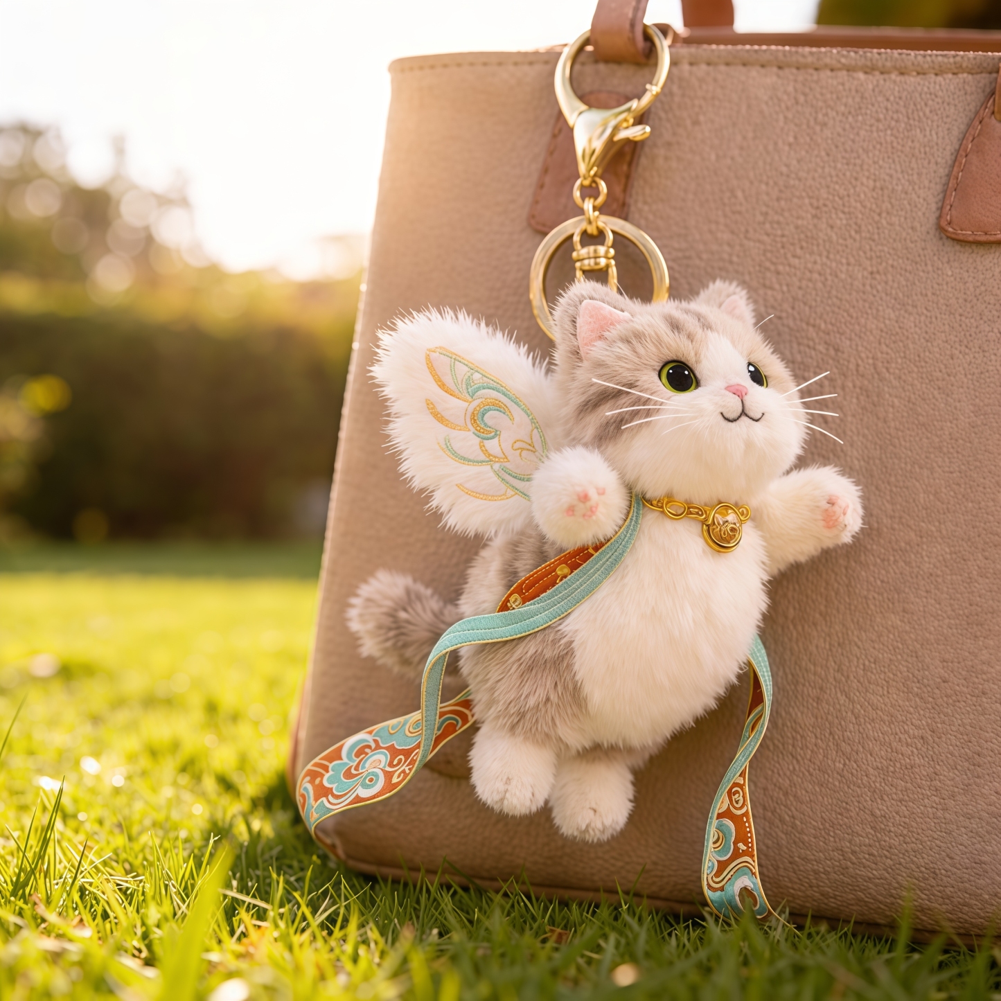 Plush Flying Cat & Nine-Color Deer Keychain with Embroidered Wings