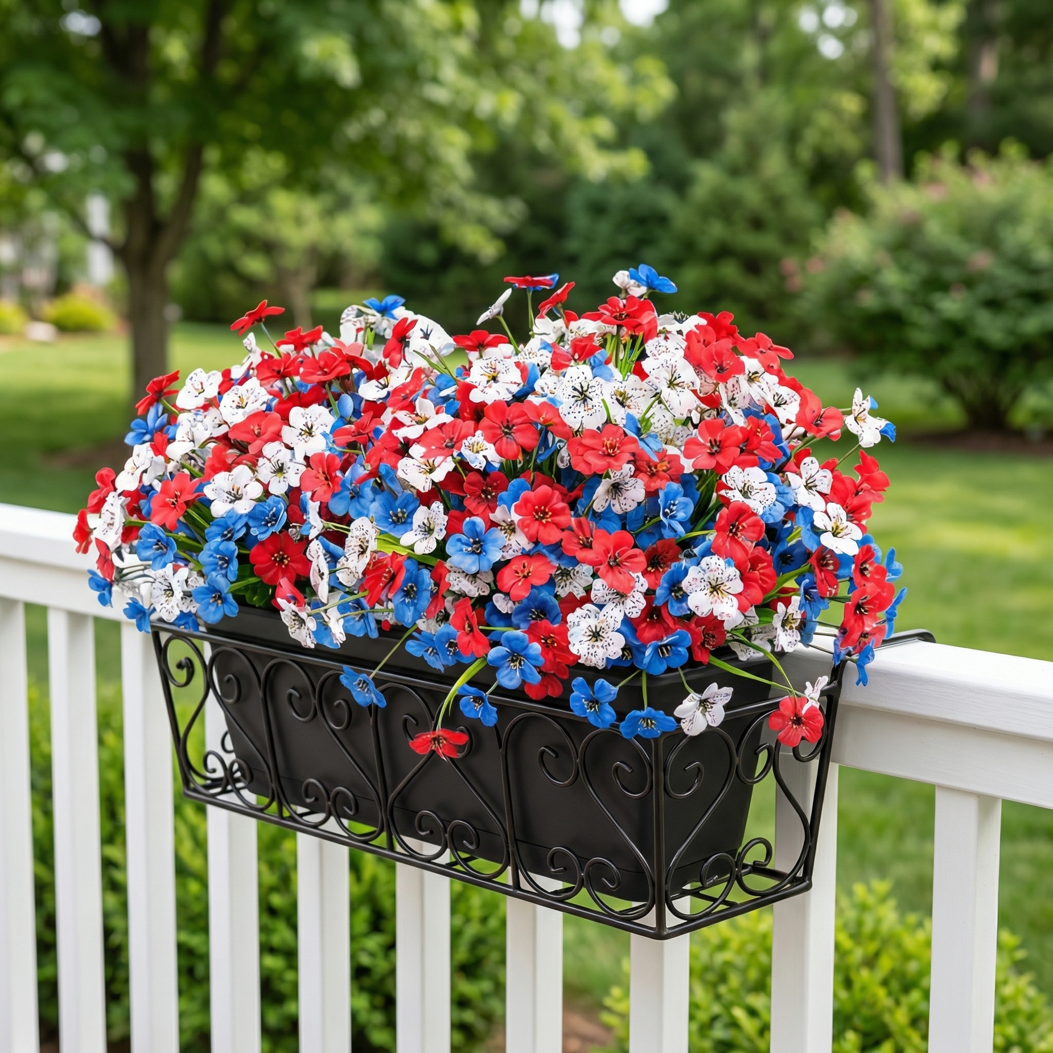 Patriotic Red, White & Blue Faux Floral Arrangement
