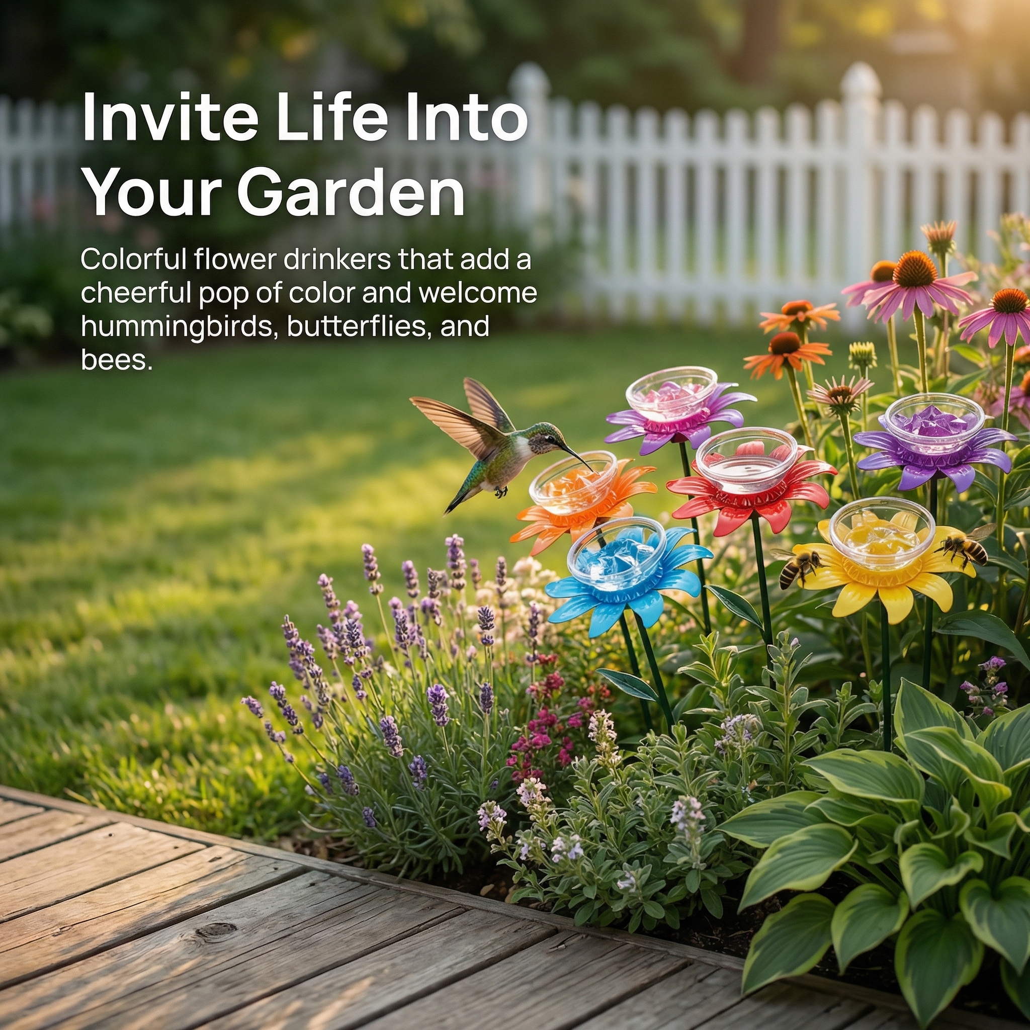 Colorful Flower Nectar Drinker Stakes