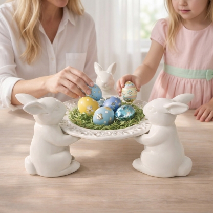 Easter Bunny Tray Centerpiece for Dining Table Decor