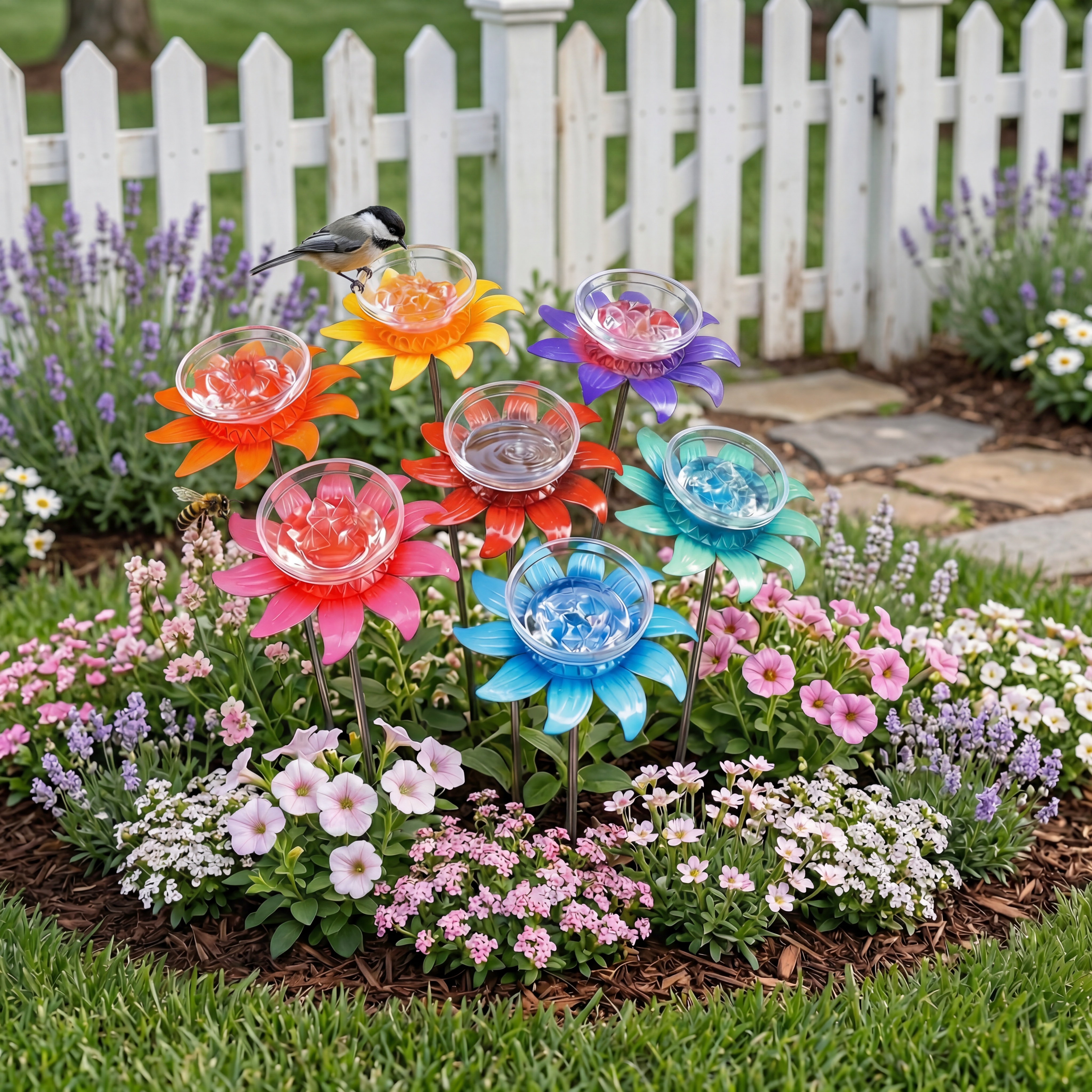 Colorful Flower Nectar Drinker Stakes