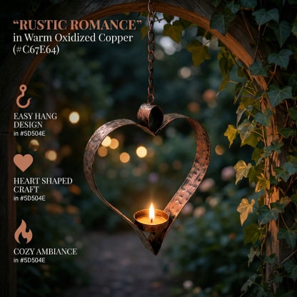 Rustic Hanging Heart Candle Holder with Chain