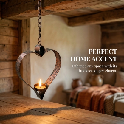 Rustic Hanging Heart Candle Holder with Chain