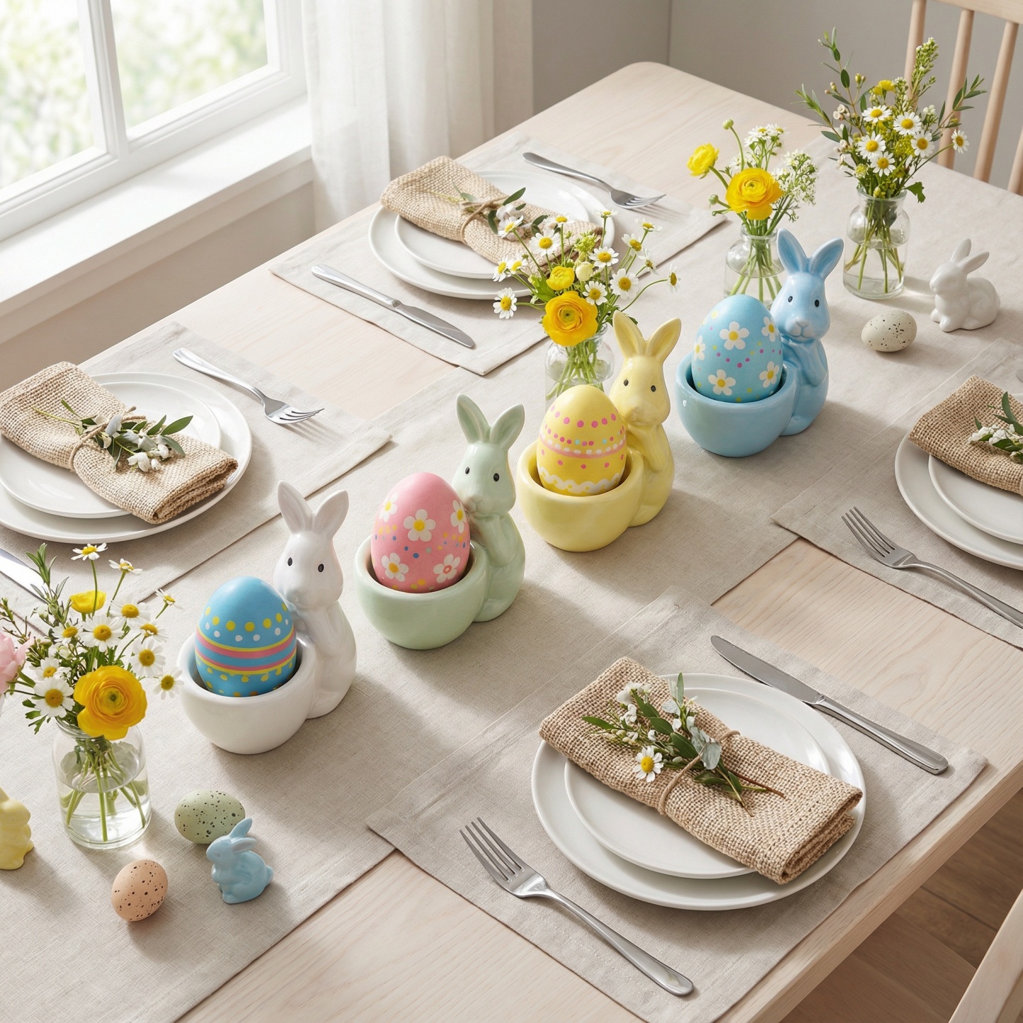 Spring Ceramic Pastel Easter Bunny Egg Holders
