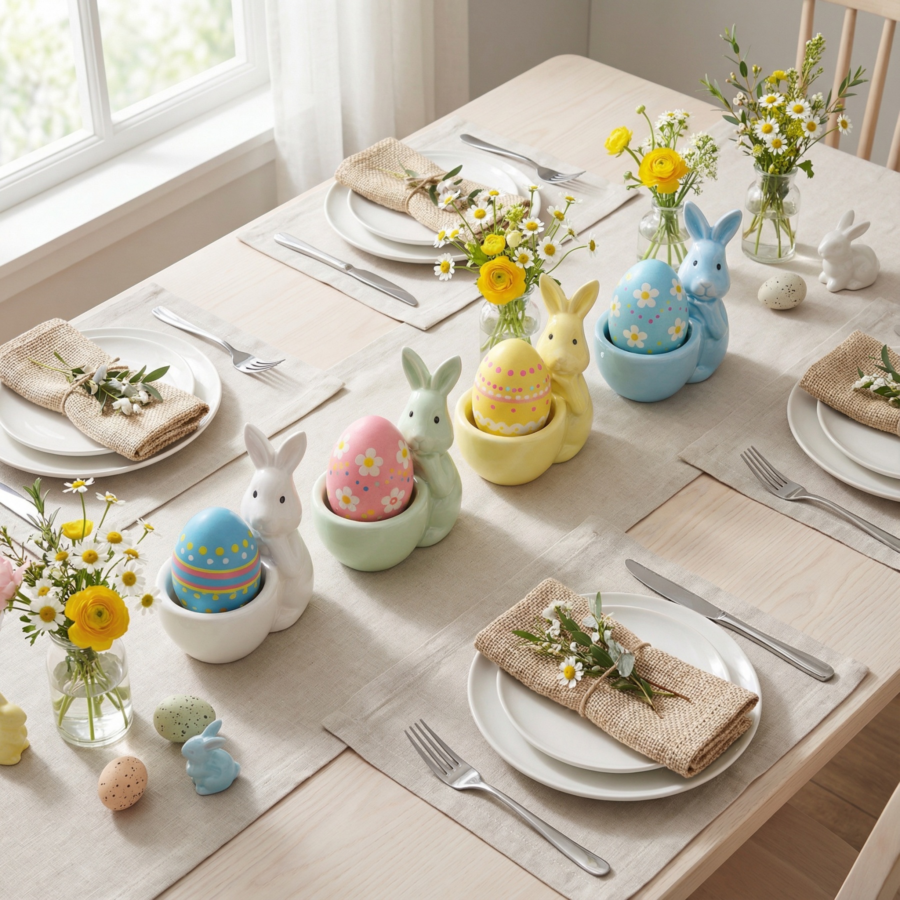 Spring Ceramic Pastel Easter Bunny Egg Holders
