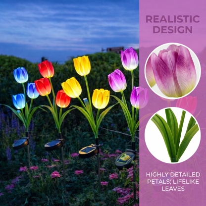 Solar Colorful Tulip Garden Stake Lights, Outdoor LED Flower Lights