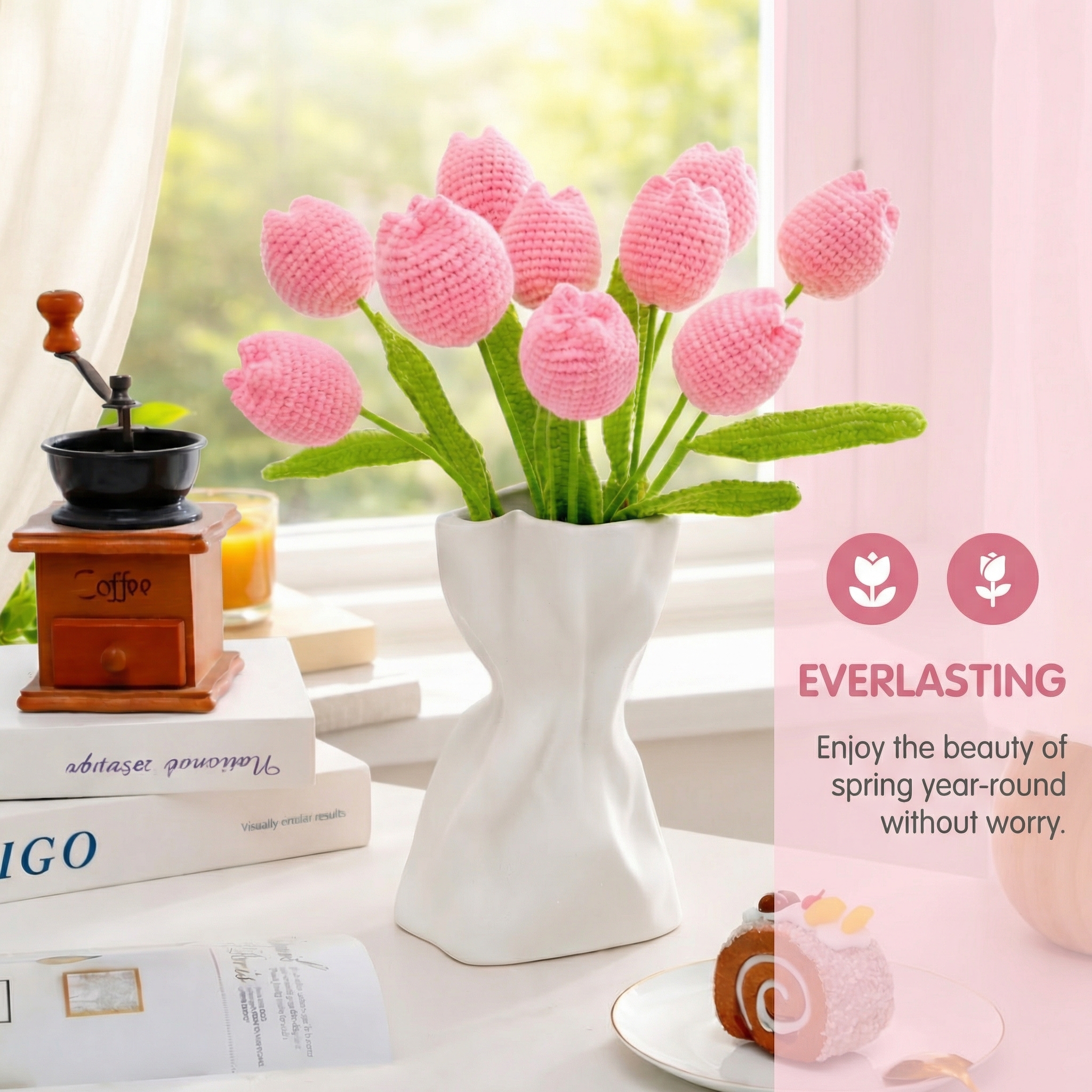 Handmade Knitted Tulip Bouquet for Spring Décor