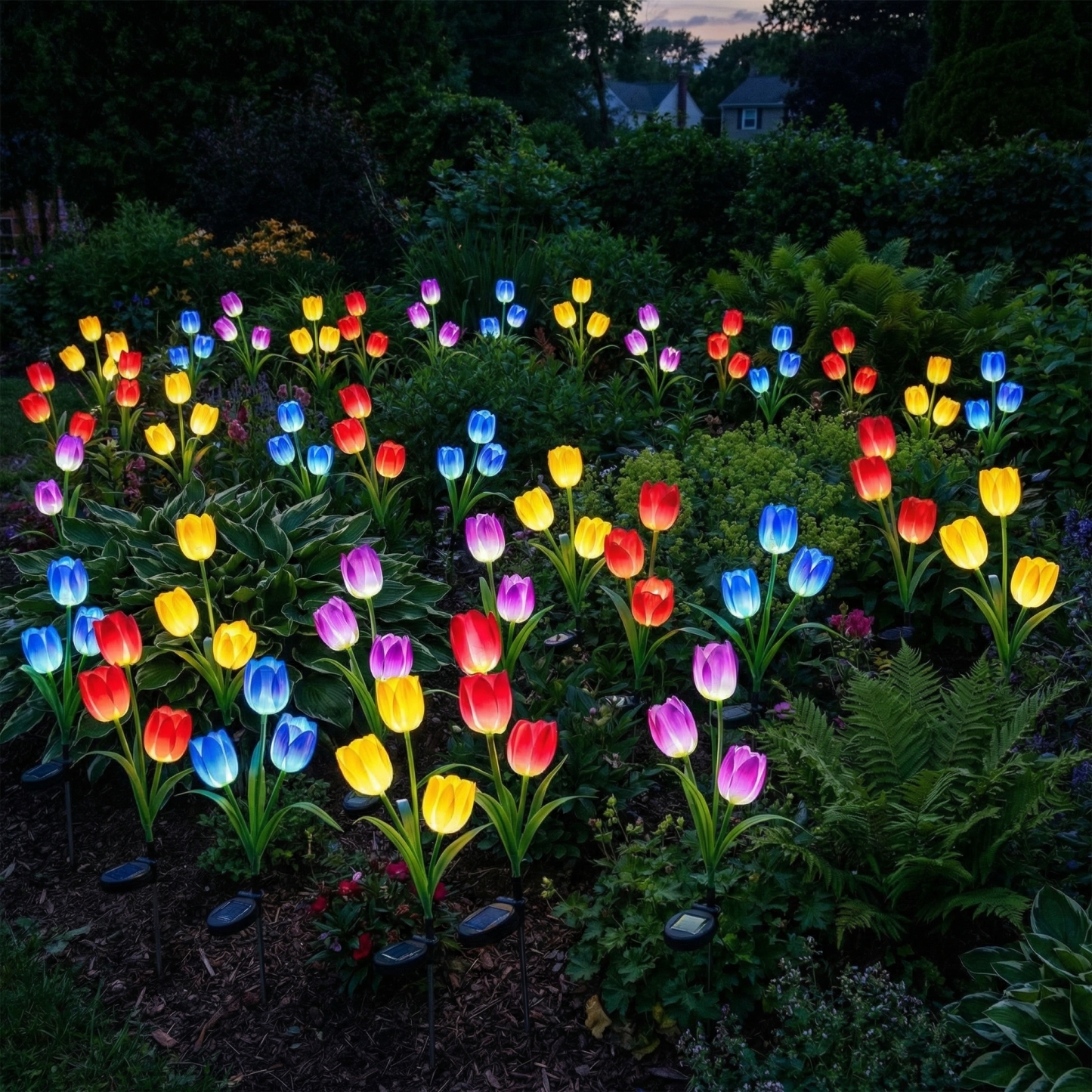 Solar Colorful Tulip Garden Stake Lights, Outdoor LED Flower Lights