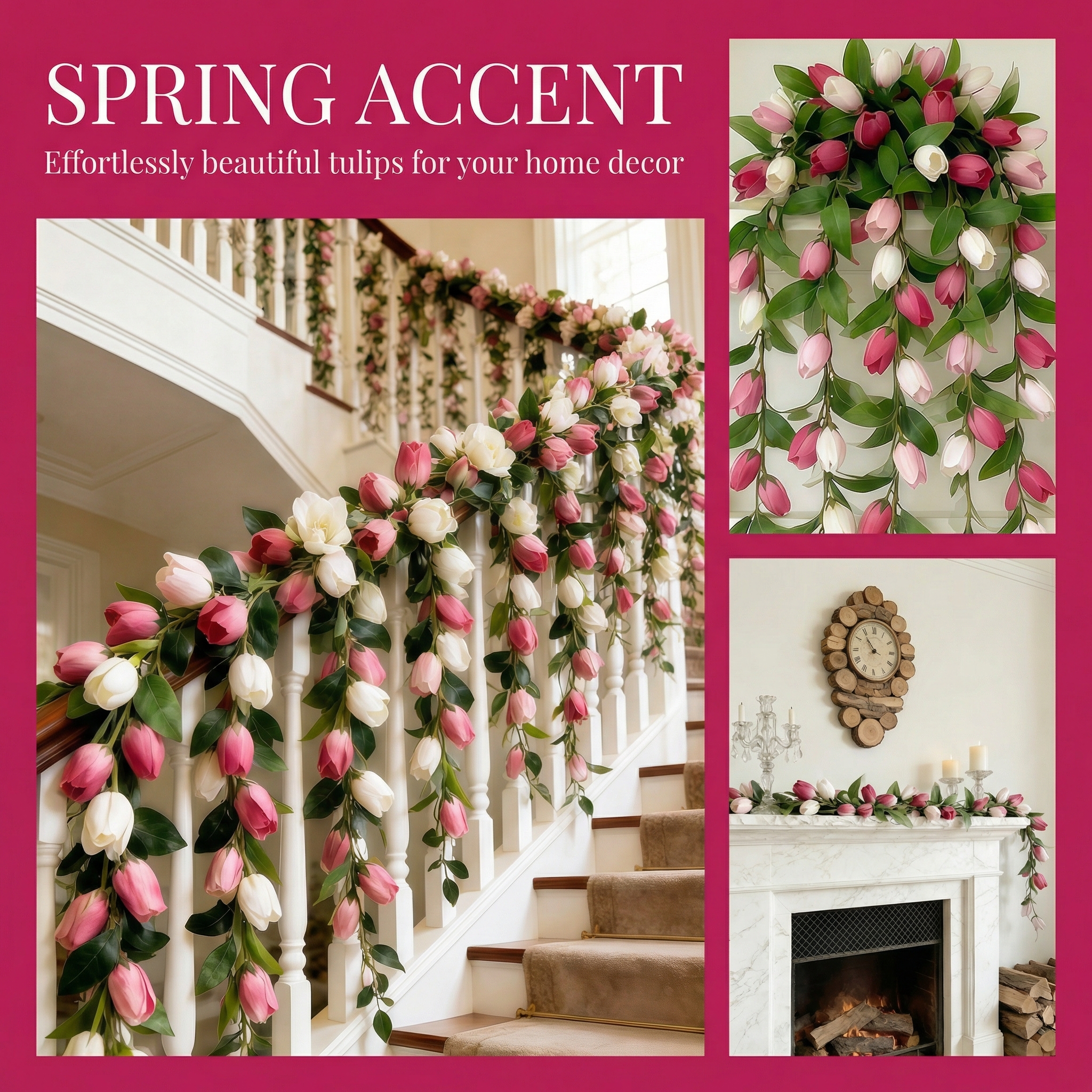 Soft Blush & White Faux Tulip Garland