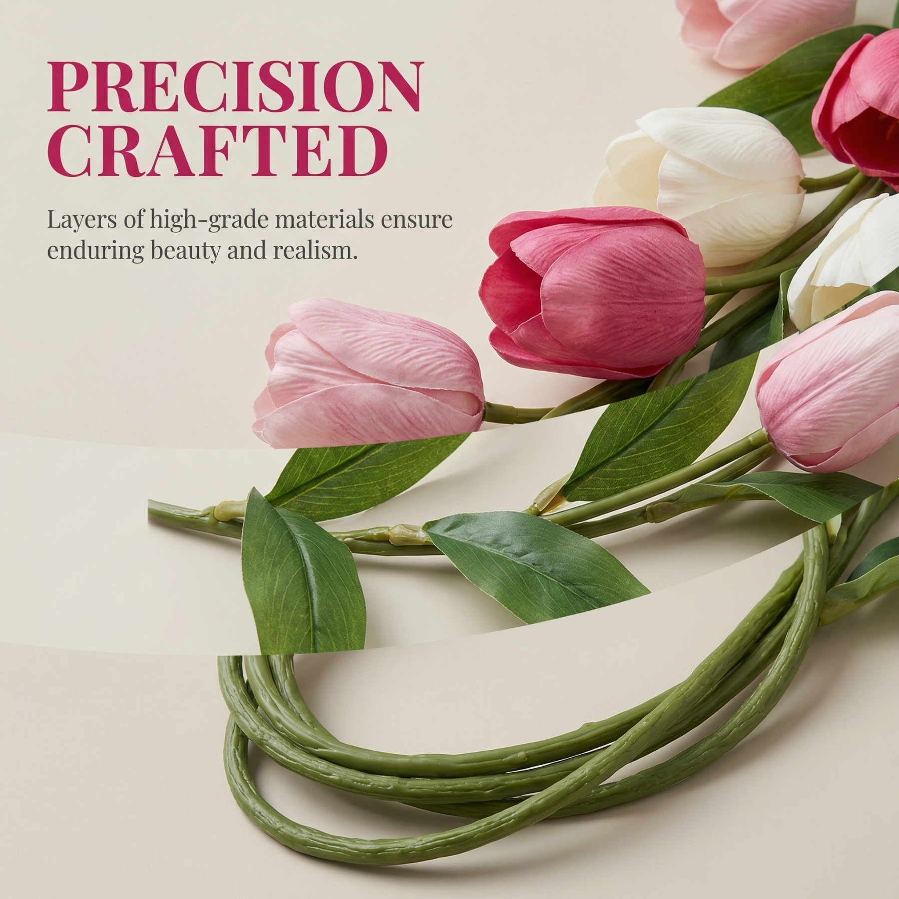 Soft Blush & White Faux Tulip Garland