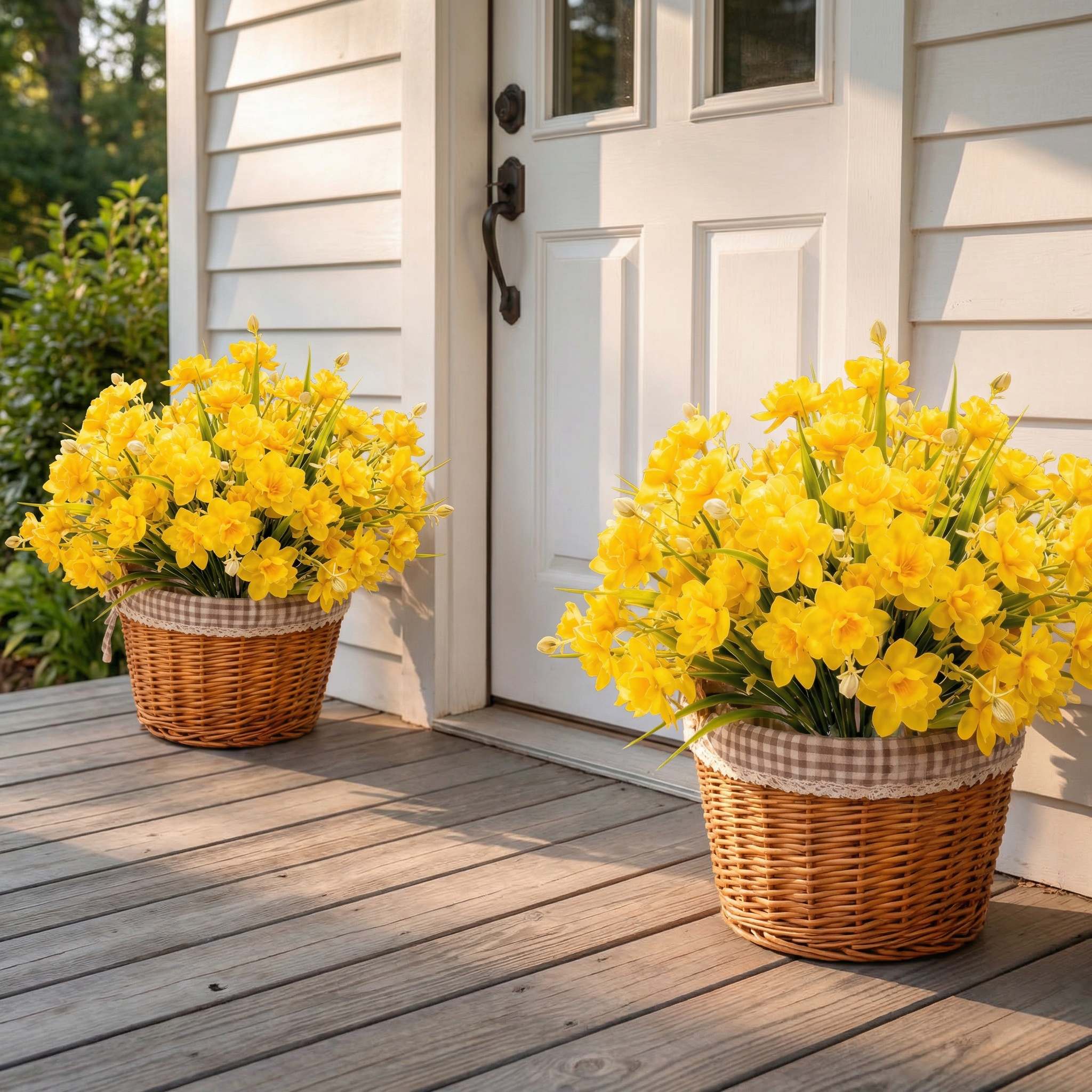 Full Spring Artificial Daffodil Porch Planter with UV Protection