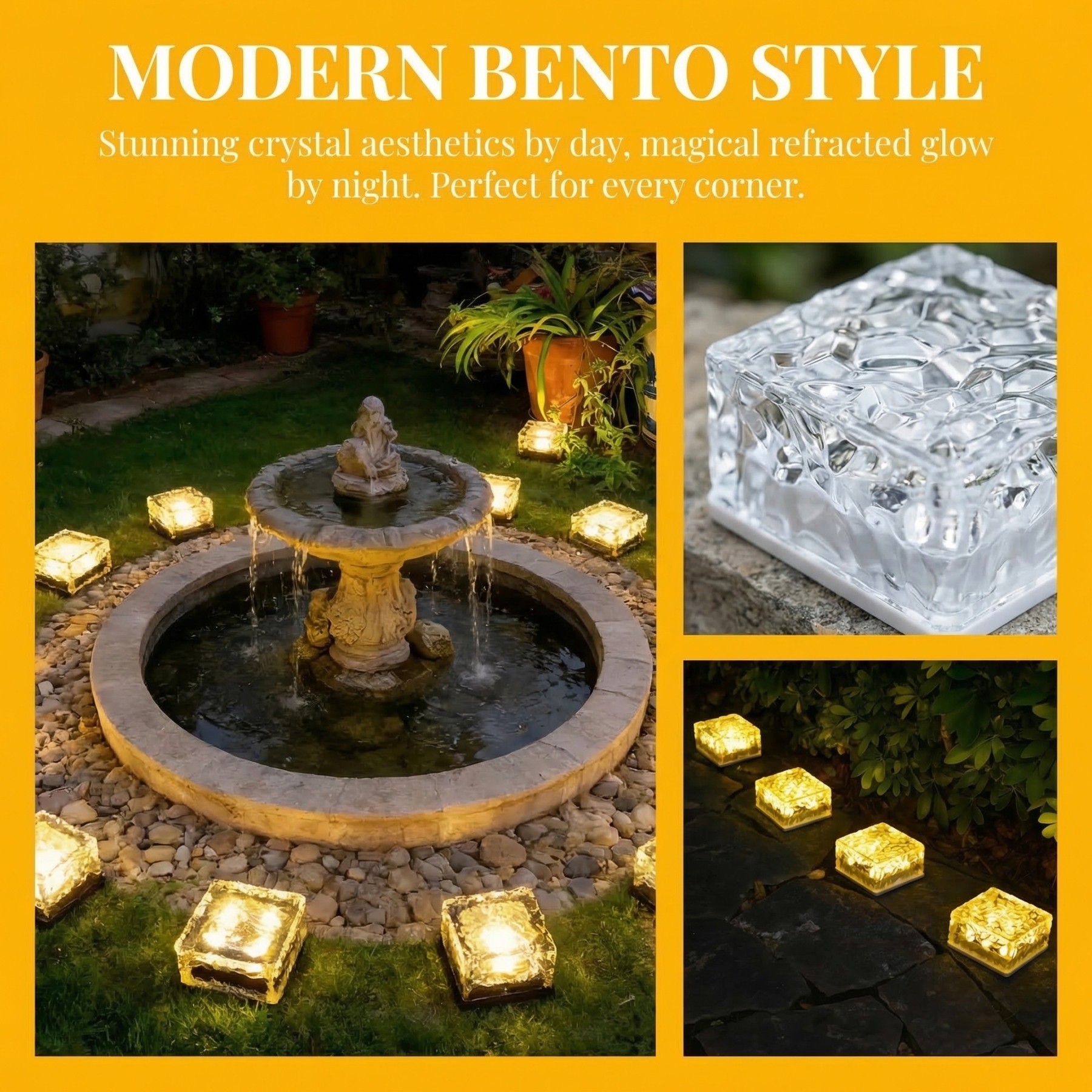 Outdoor Solar Crystal Ice Brick Lights – Soft Warm Glow