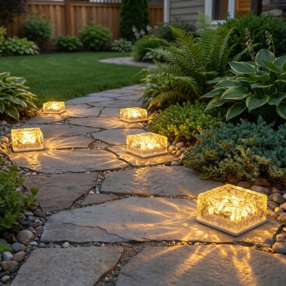 Outdoor Solar Crystal Ice Brick Lights – Soft Warm Glow