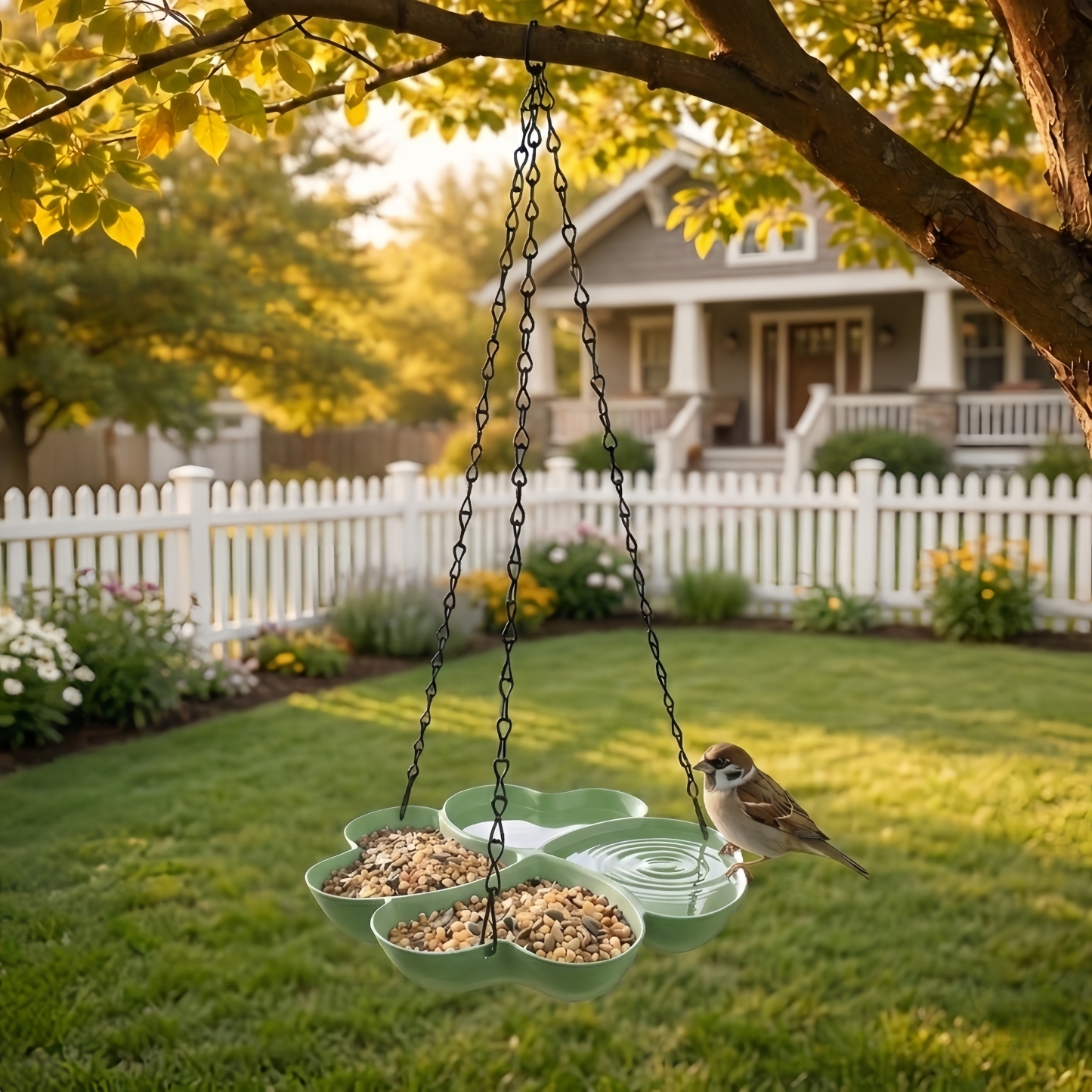 All-in-One Hanging Bird Feeder Tray