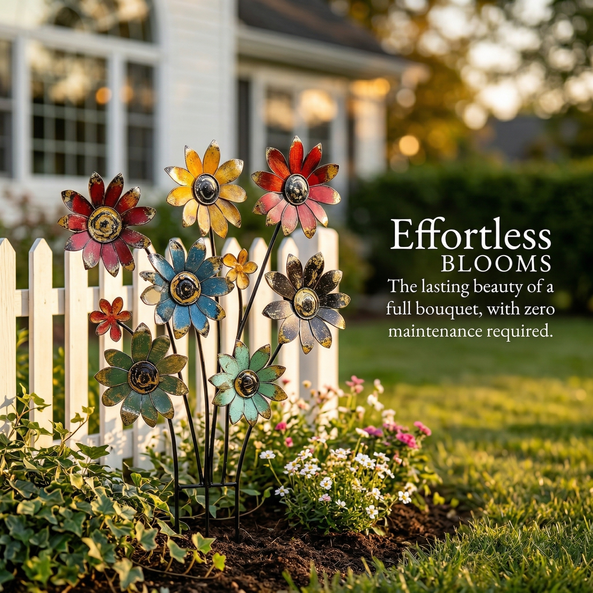 Rustic Bloom Metal Flower Garden Stake