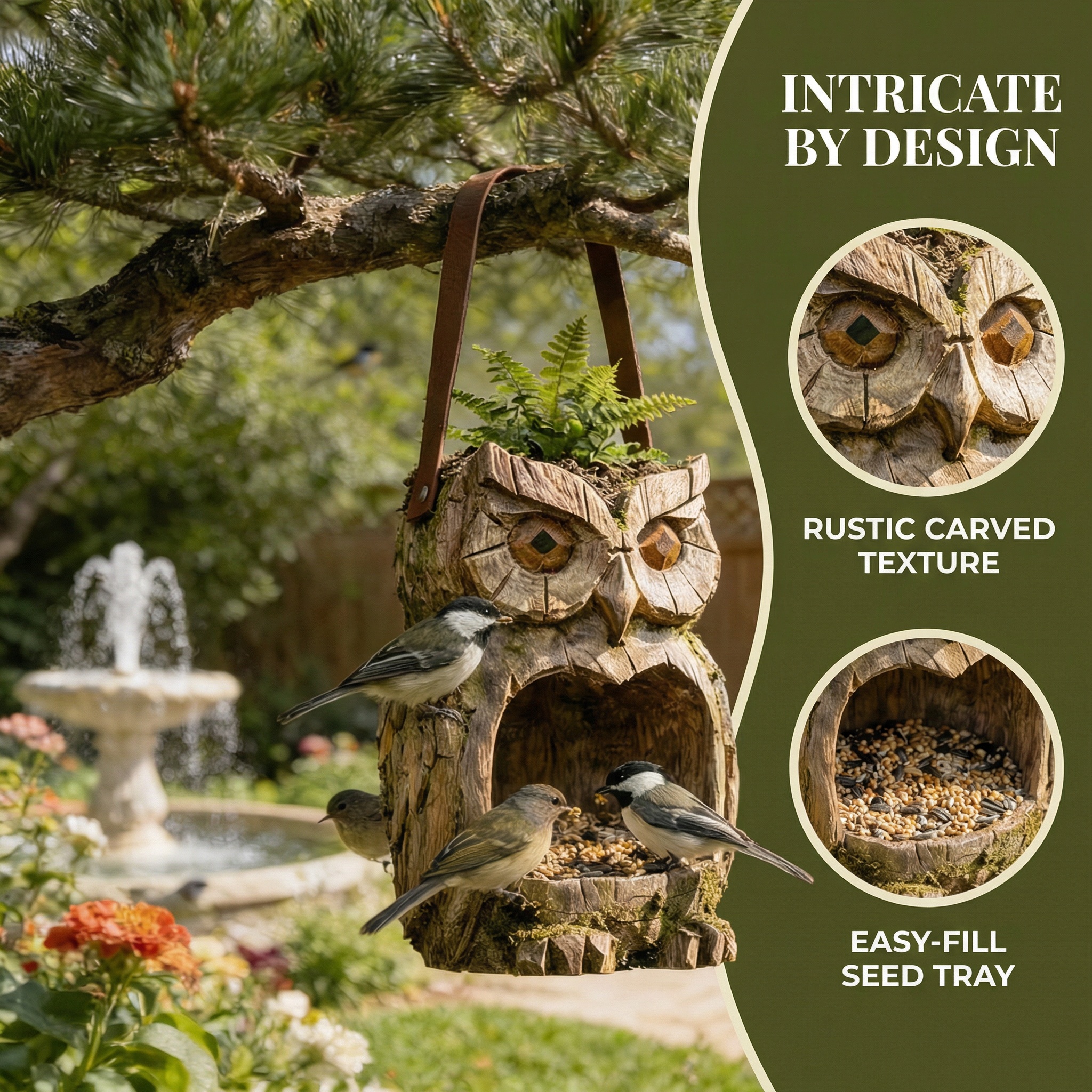 Woodland Owl Hanging Bird Feeder
