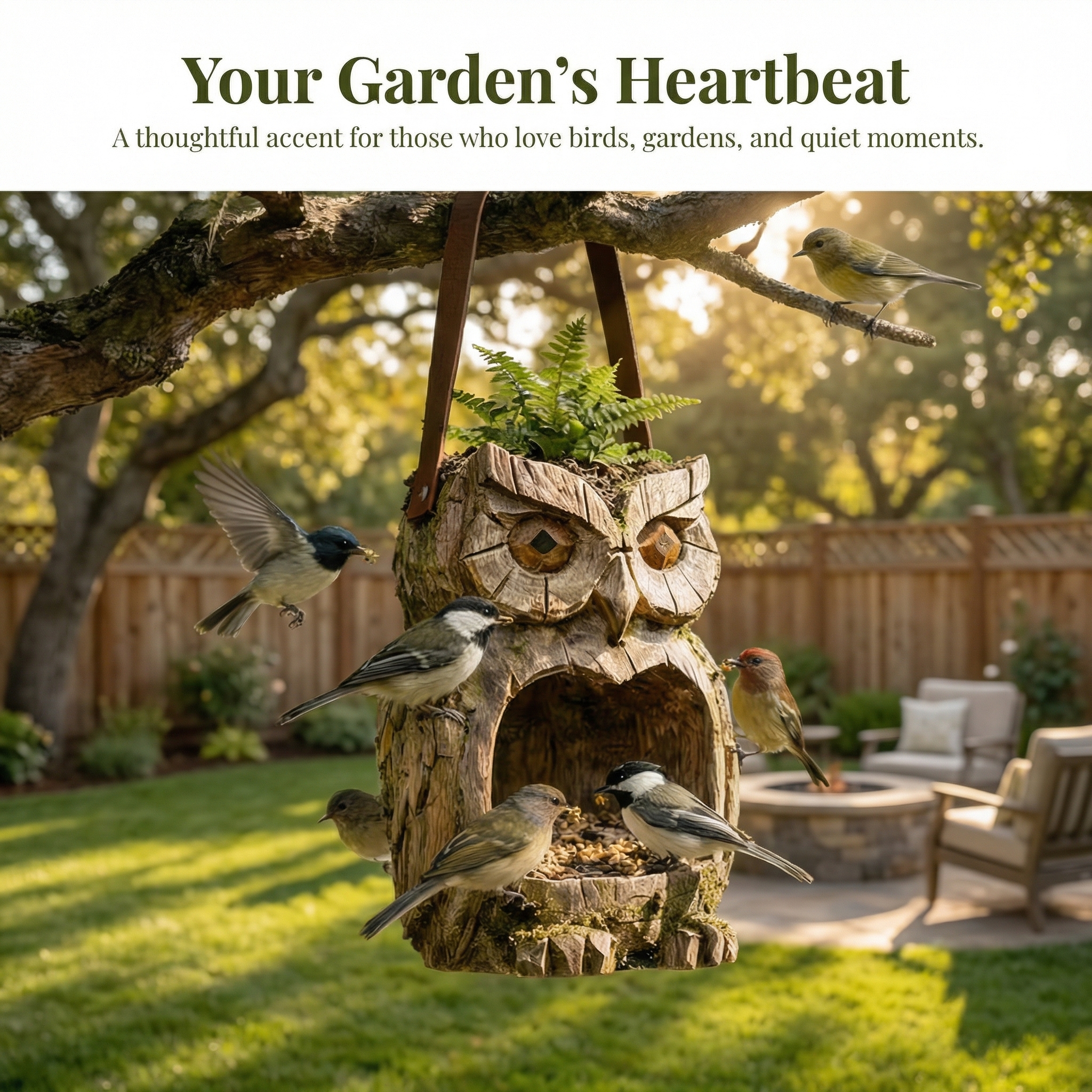 Woodland Owl Hanging Bird Feeder