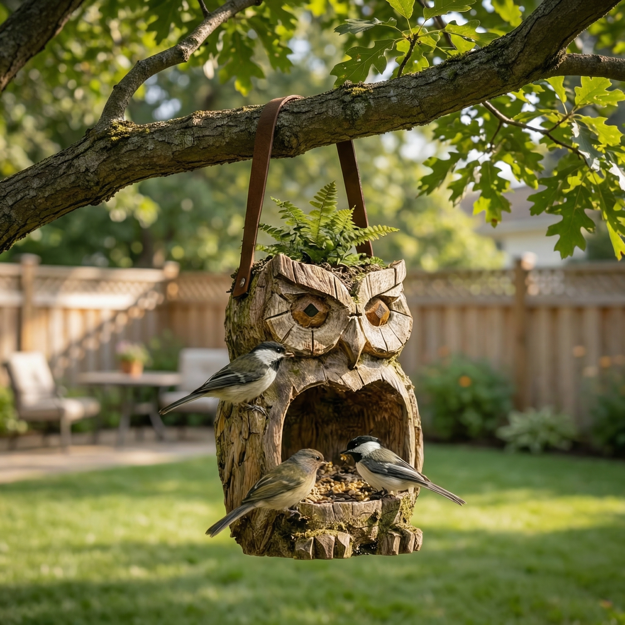 Woodland Owl Hanging Bird Feeder