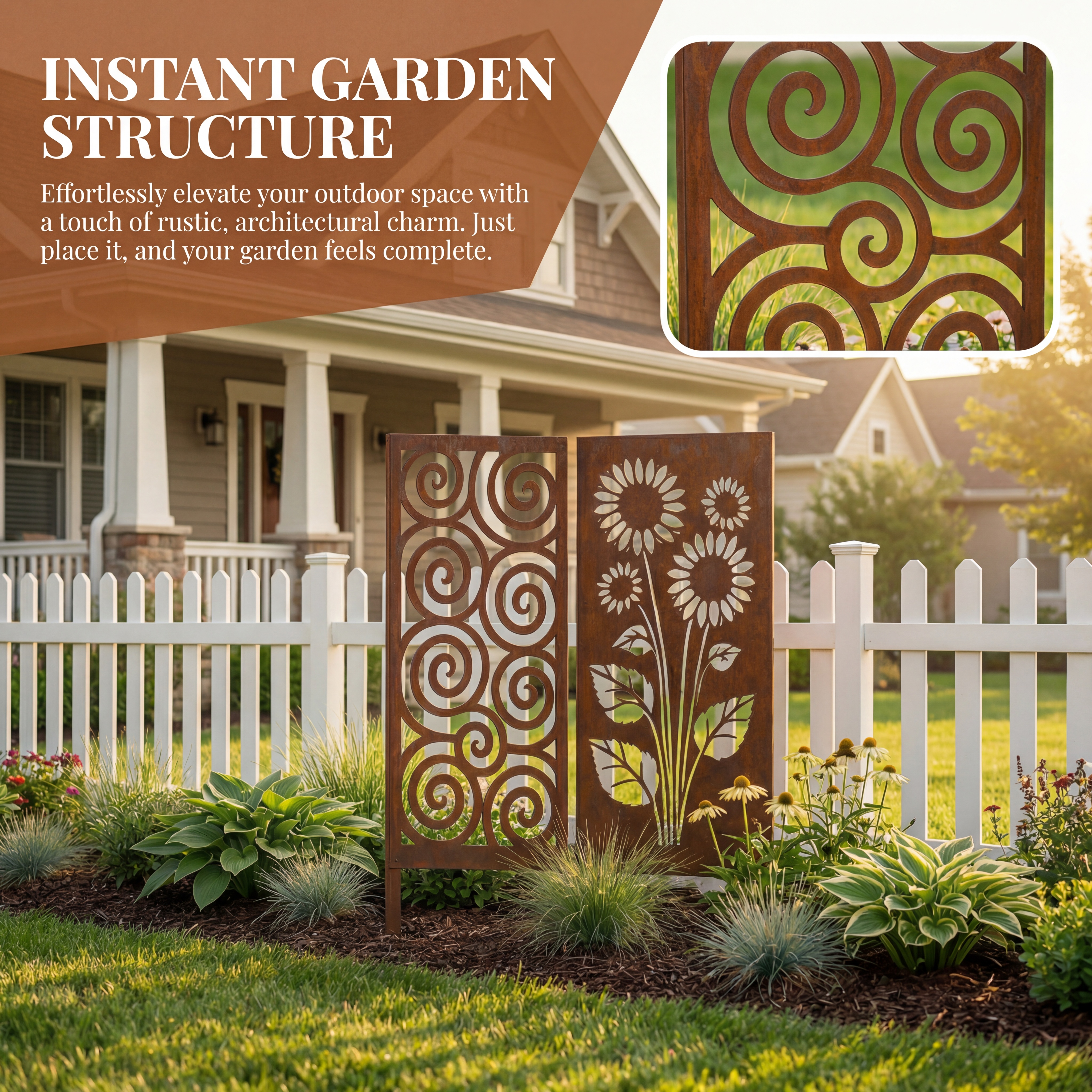 Rustic Metal Garden Panel Accent
