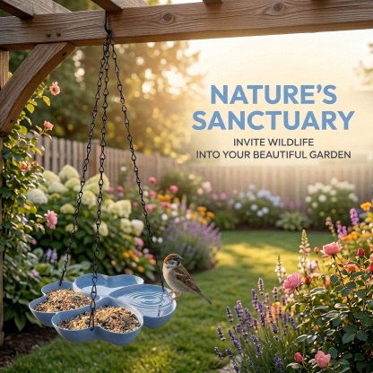 All-in-One Hanging Bird Feeder Tray