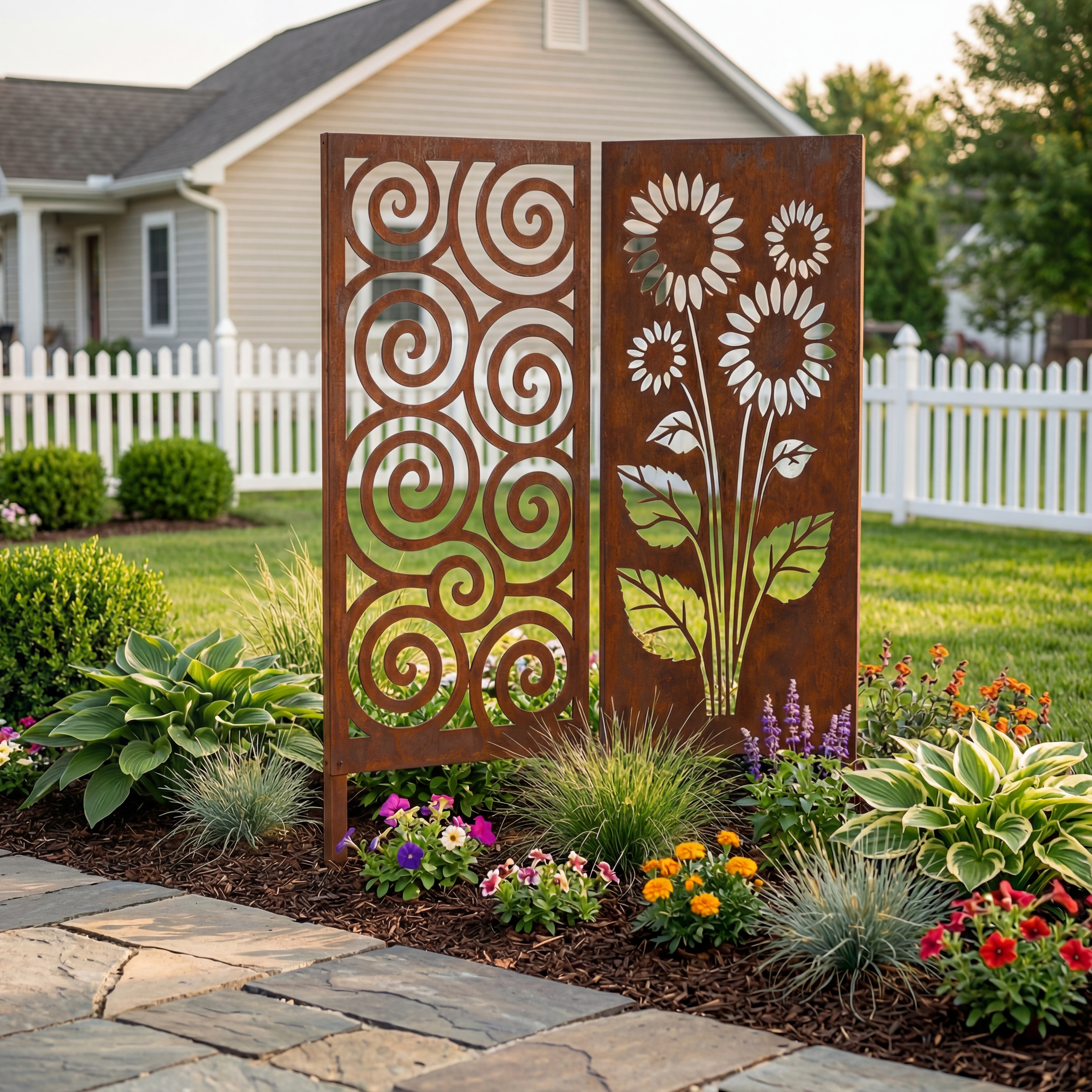 Rustic Metal Garden Panel Accent
