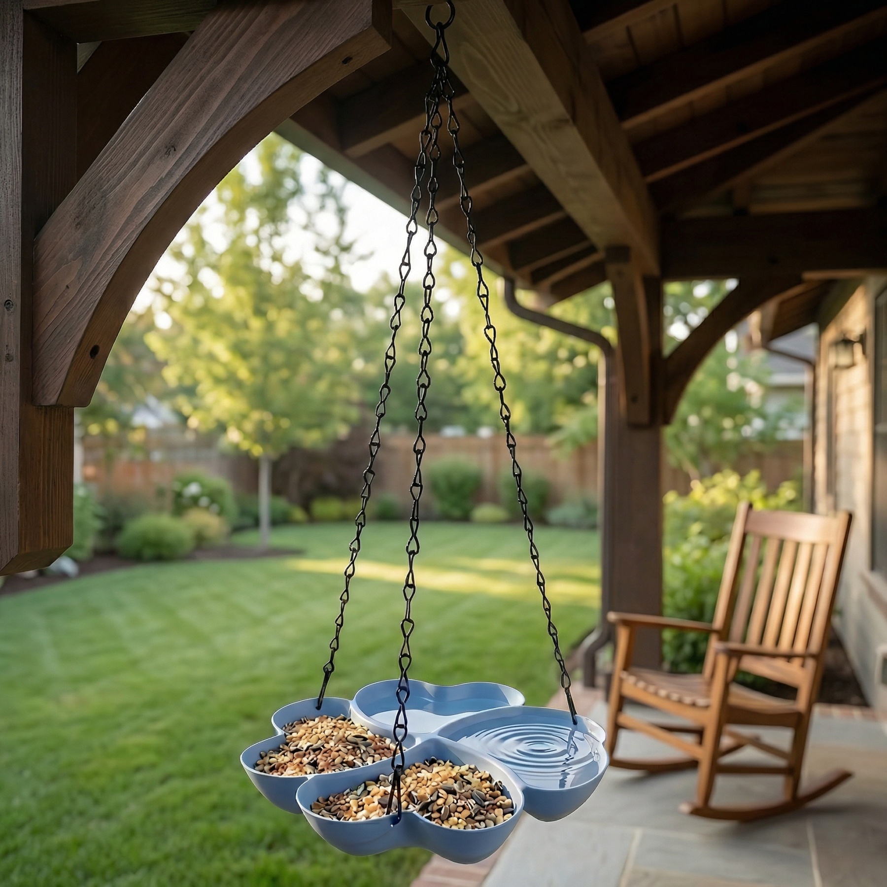 All-in-One Hanging Bird Feeder Tray