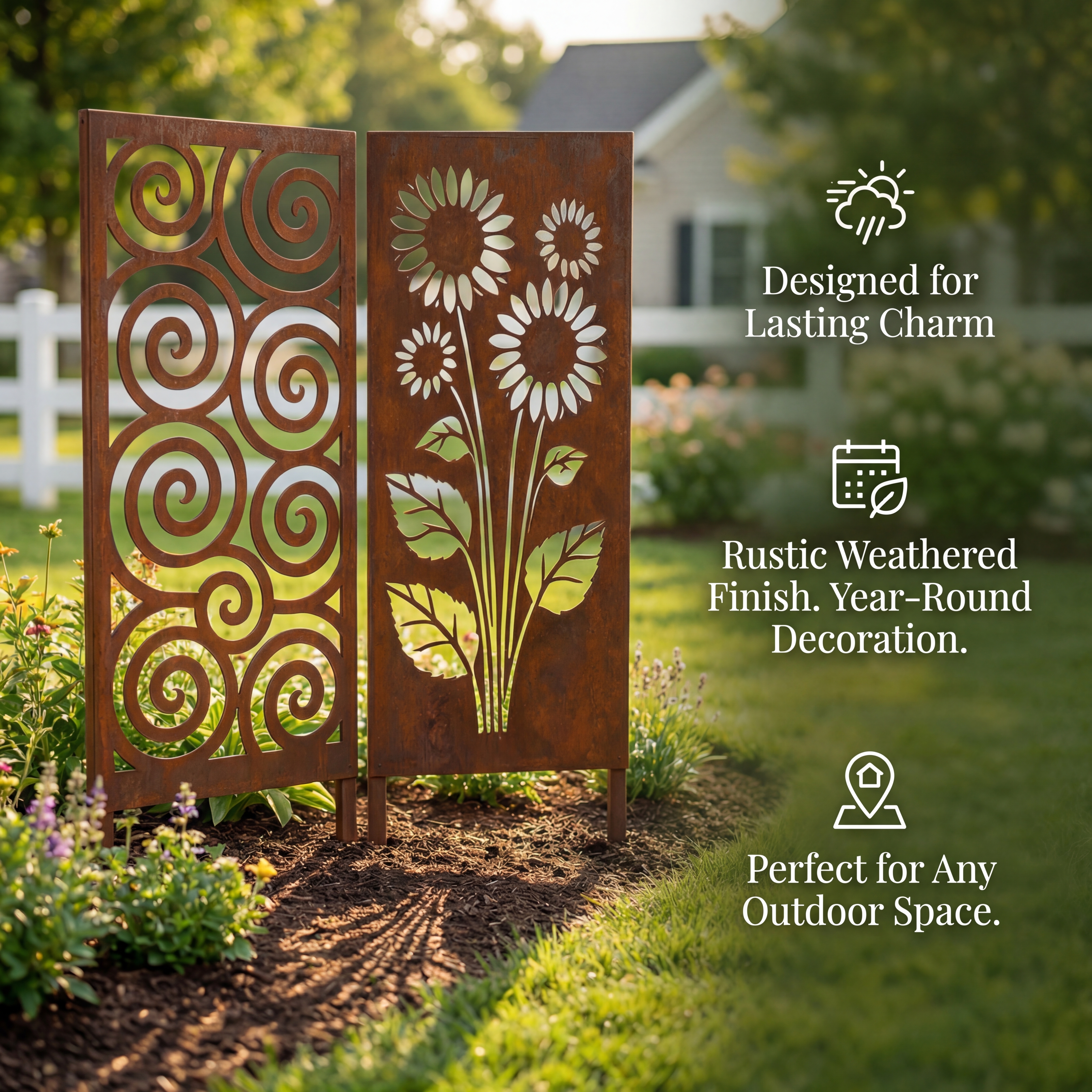 Rustic Metal Garden Panel Accent