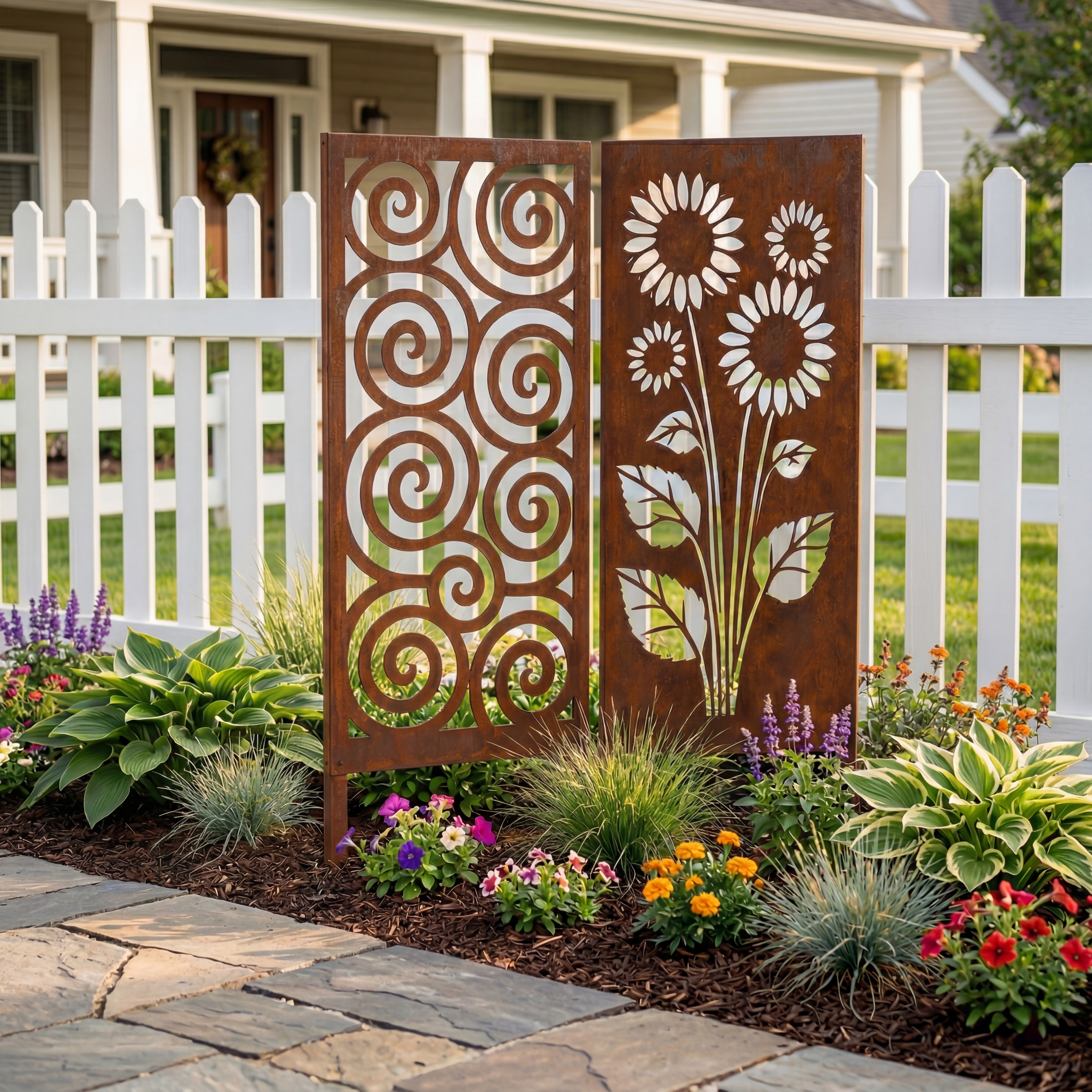 Rustic Metal Garden Panel Accent