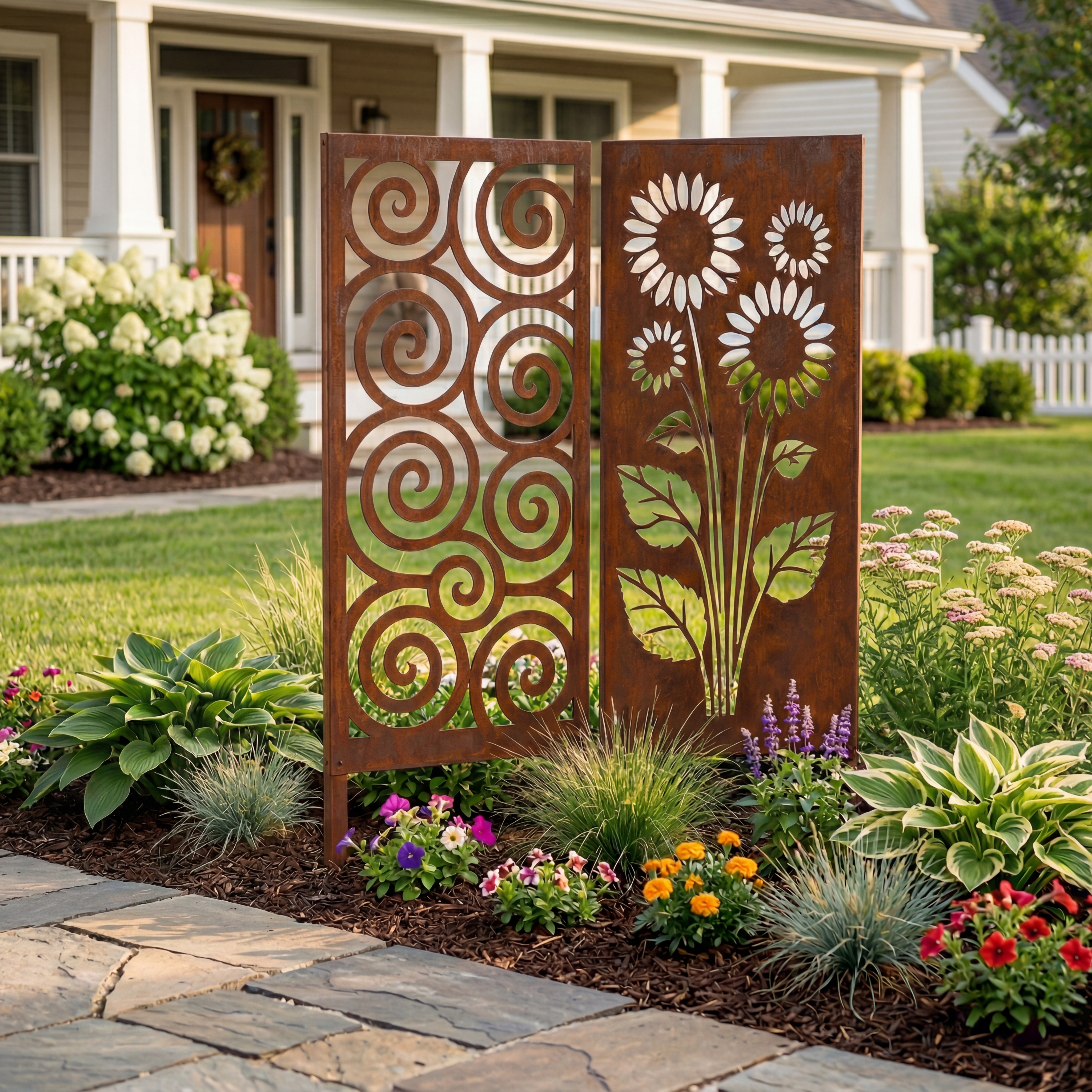 Rustic Metal Garden Panel Accent