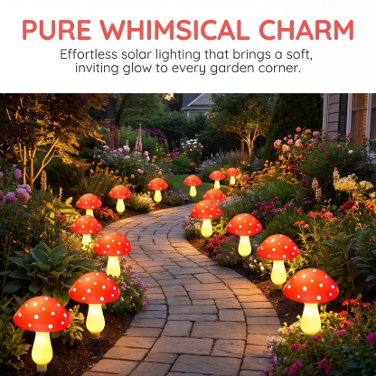 Solar Mushroom String Lights for Lawn – Pathway Lights (Set of 8)