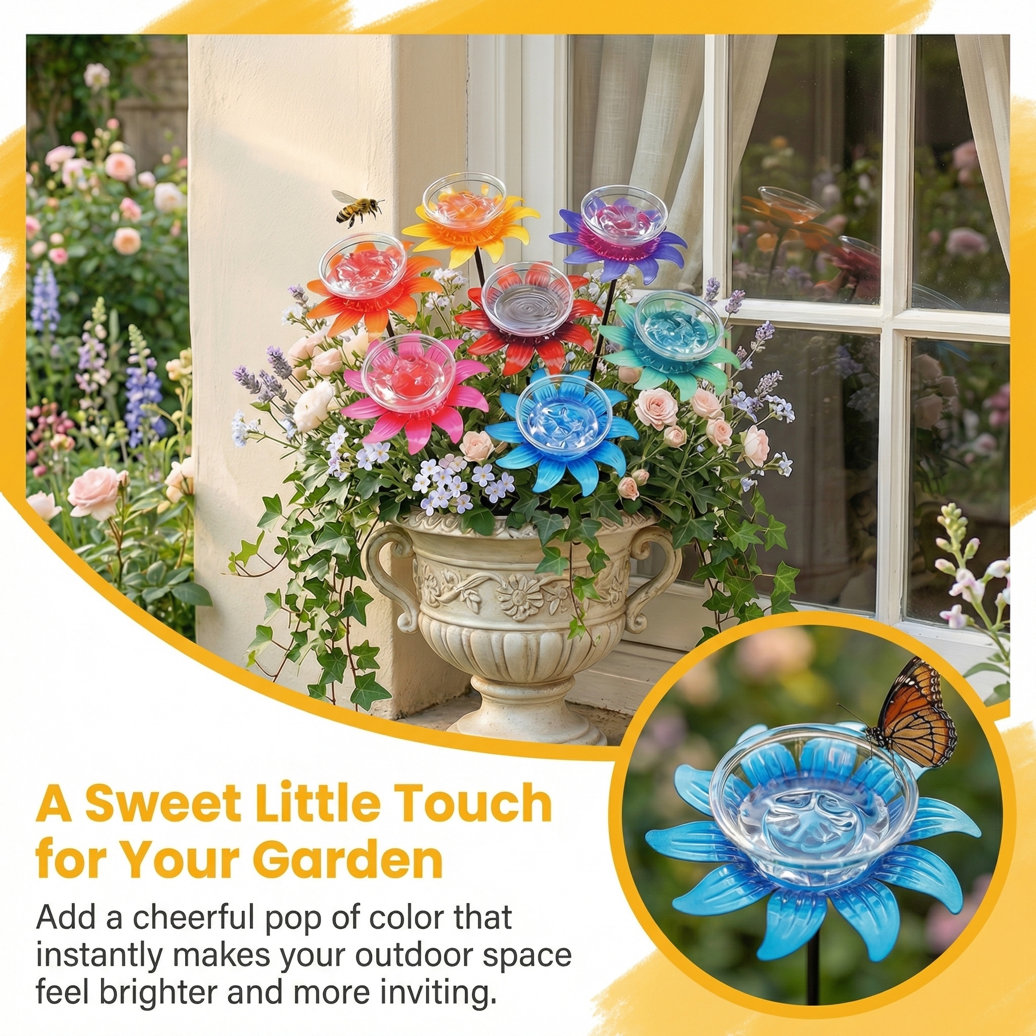 Colorful Flower Nectar Drinker Stakes