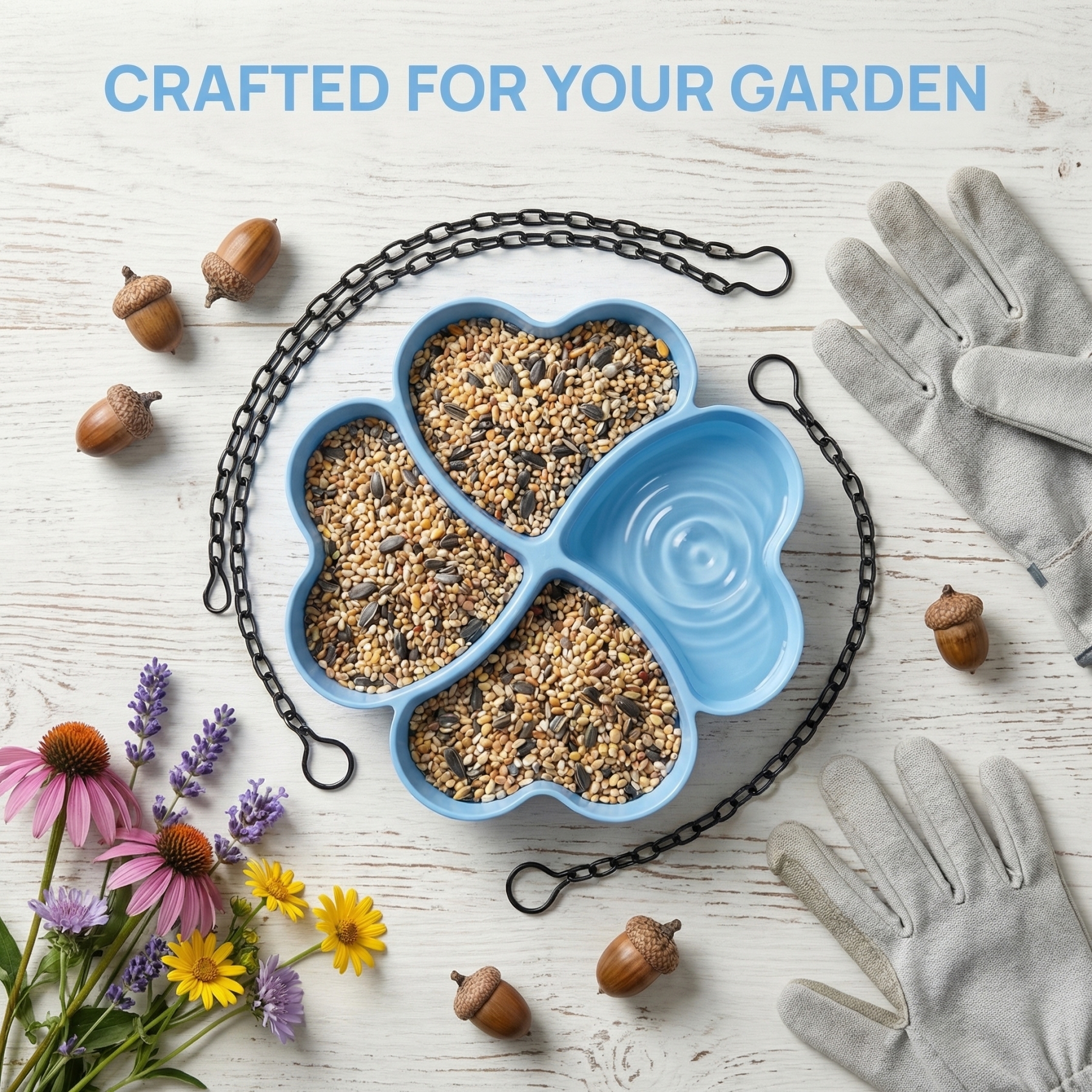 All-in-One Hanging Bird Feeder Tray