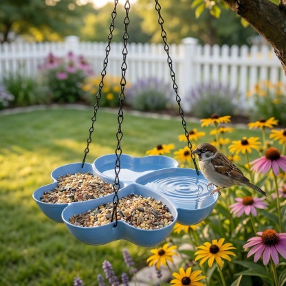 All-in-One Hanging Bird Feeder Tray